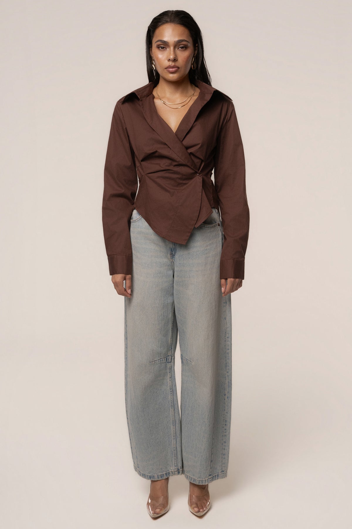 Chocolate Sculpt And Form Blouse