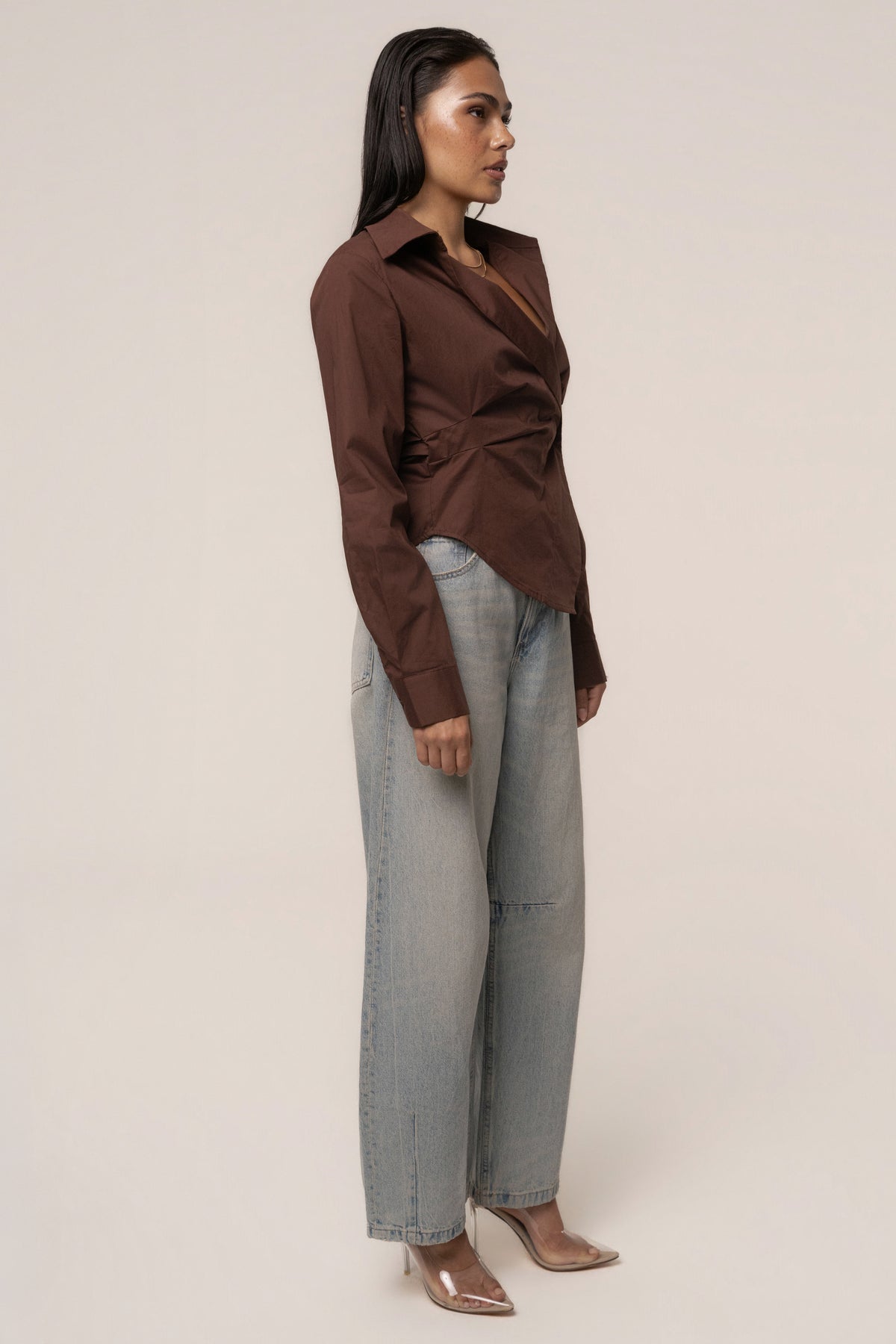 Chocolate Sculpt And Form Blouse
