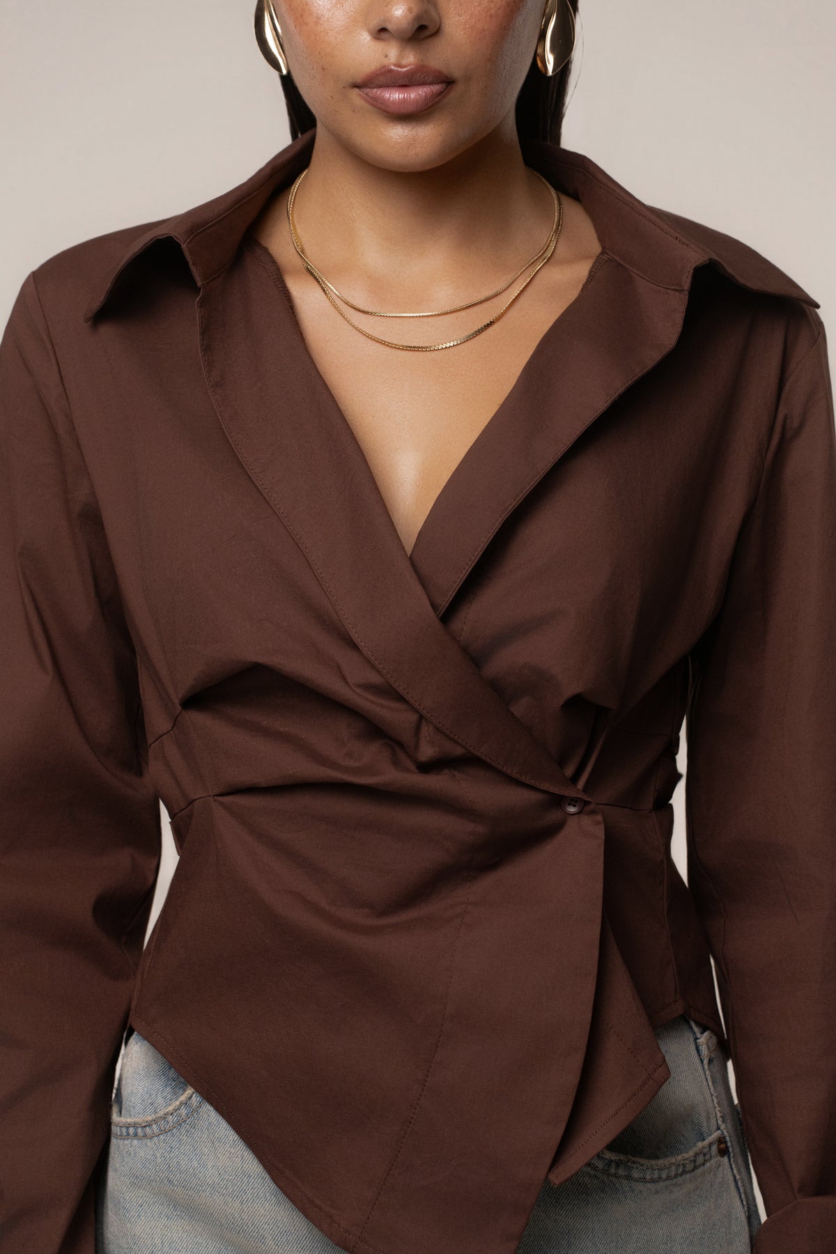 Chocolate Sculpt And Form Blouse