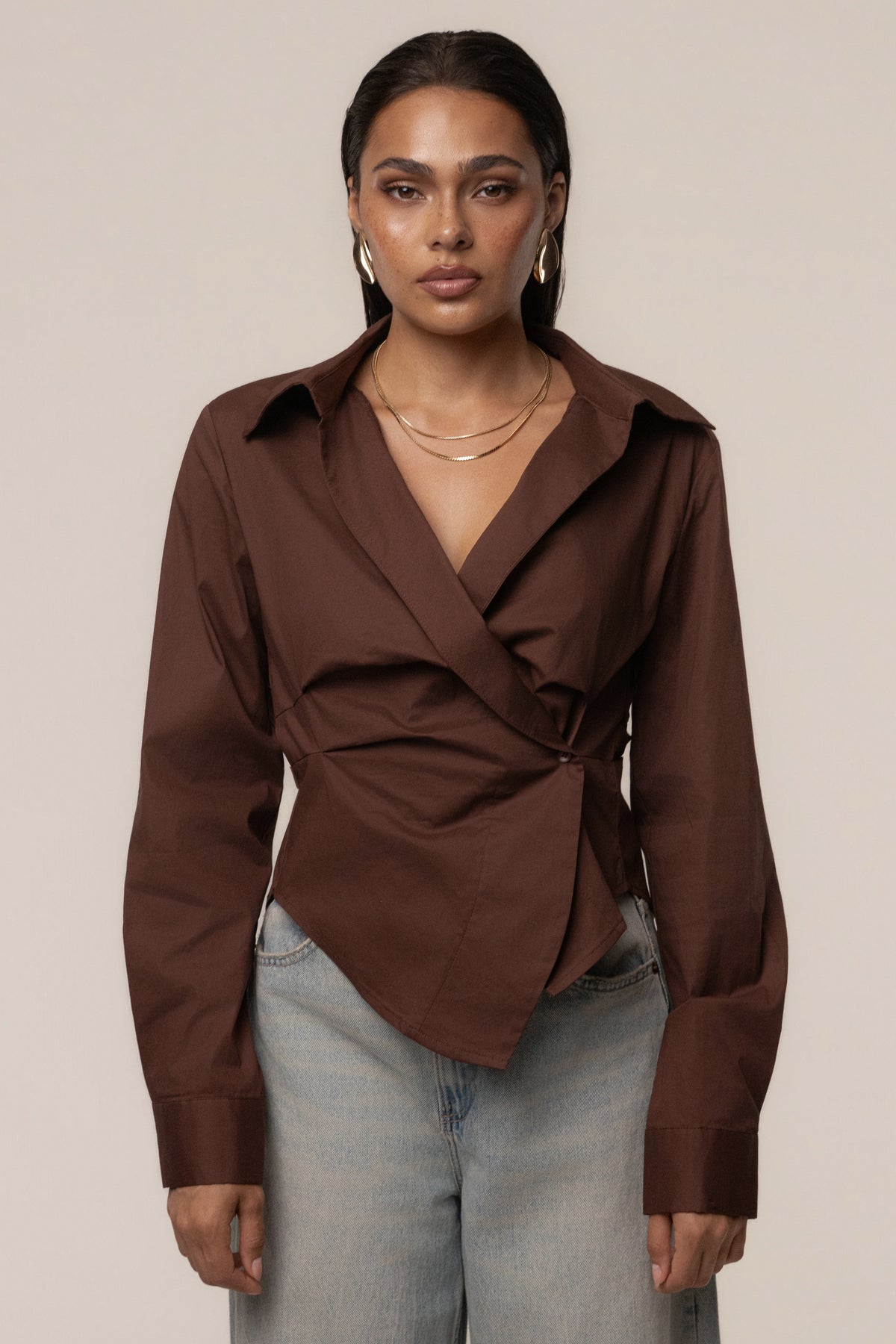 Chocolate Sculpt And Form Blouse
