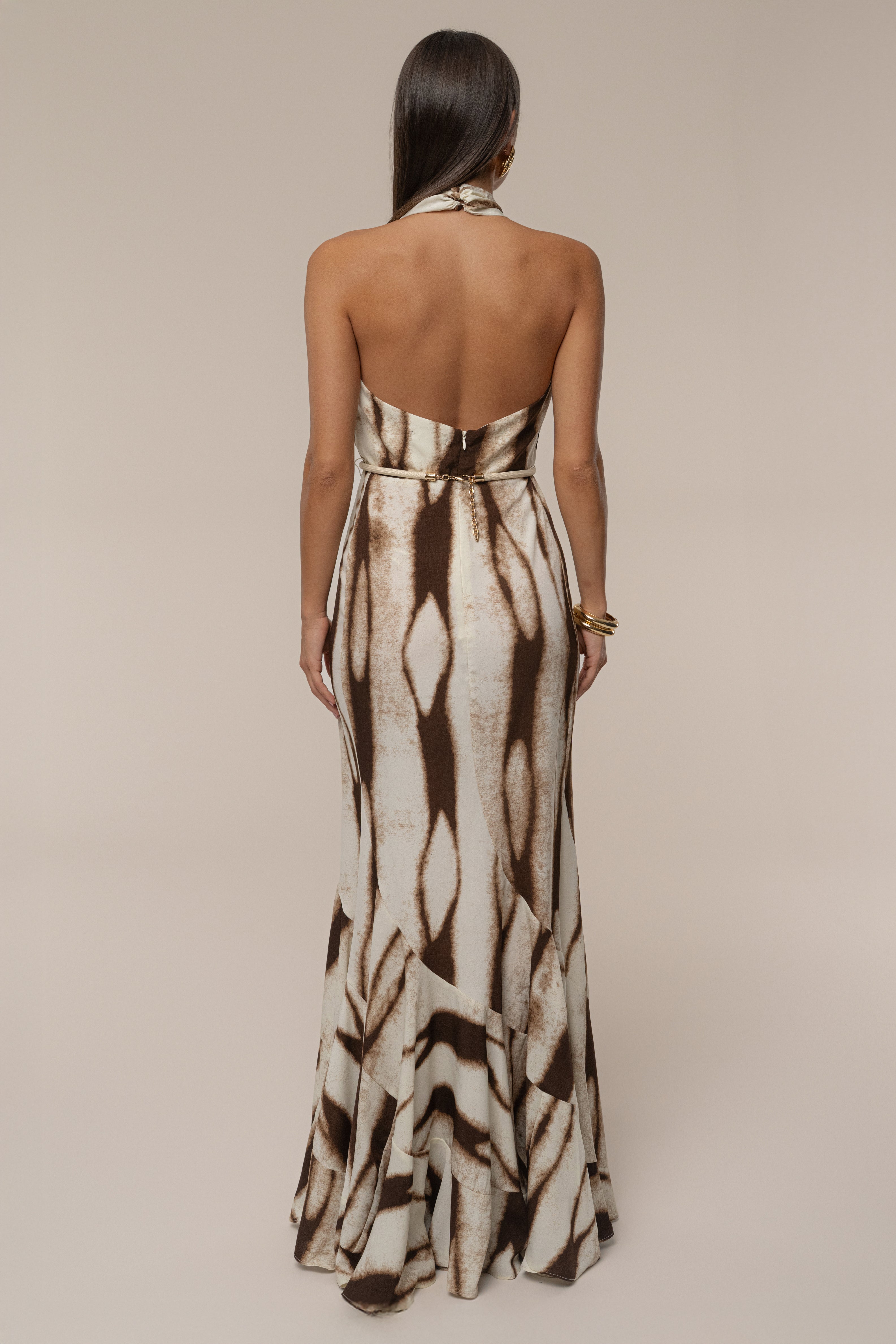 Ivory Desert Glow Flared Maxi Dress - JLUXLABEL