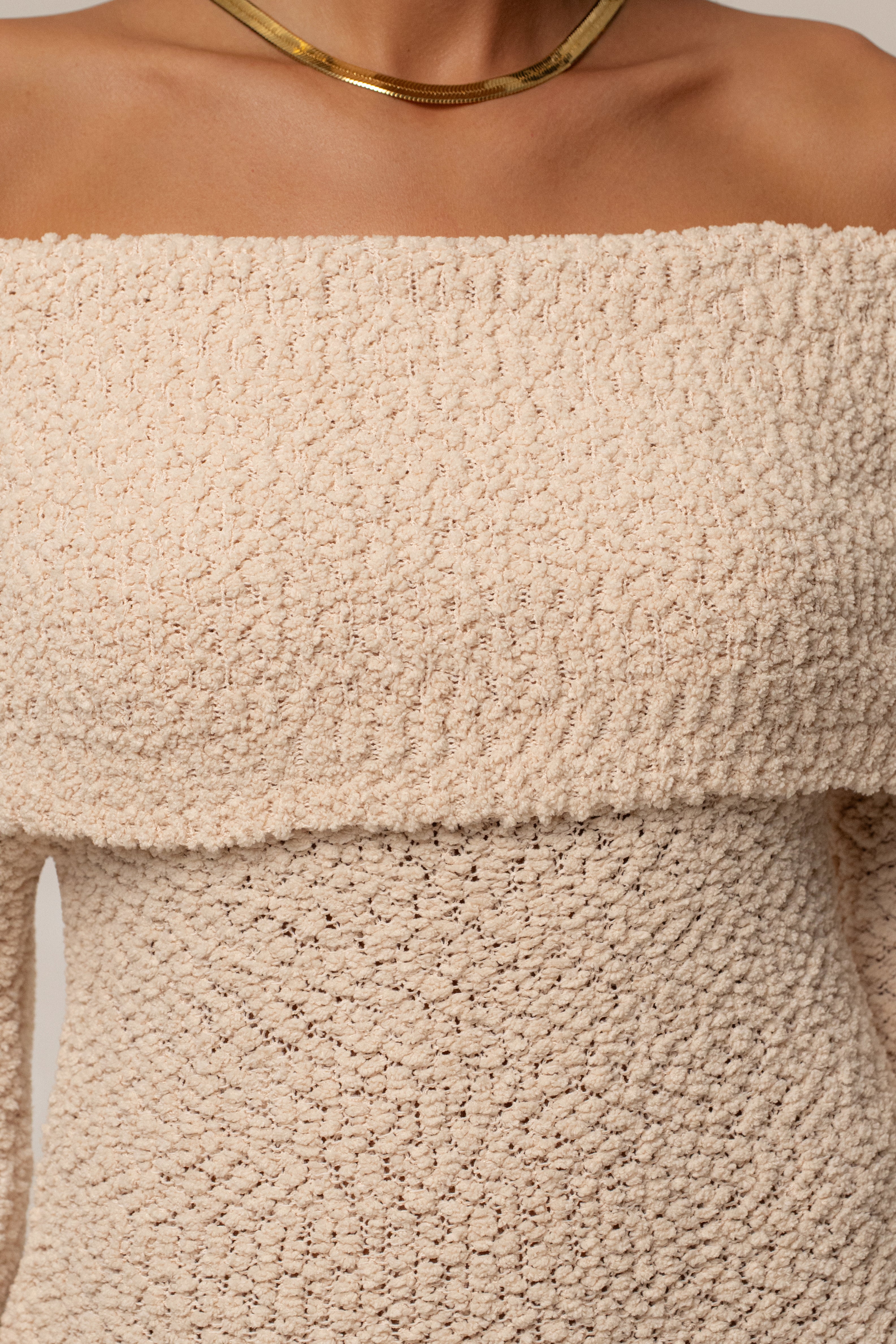 Cream Olivea Knit Maxi Dress - JLUXLABEL