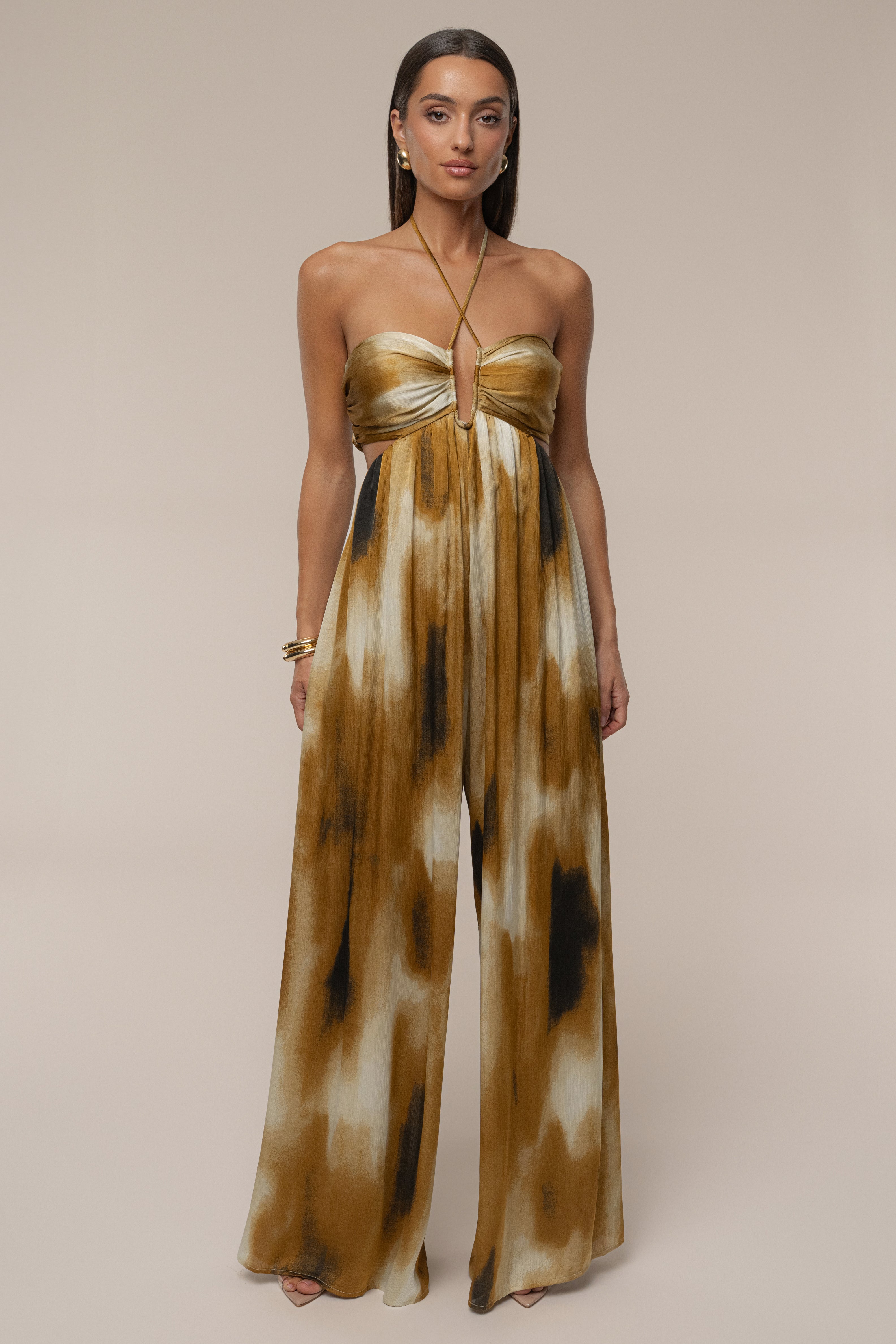 PRE-ORDER Gold Safari Sunset Jumpsuit - JLUXLABEL