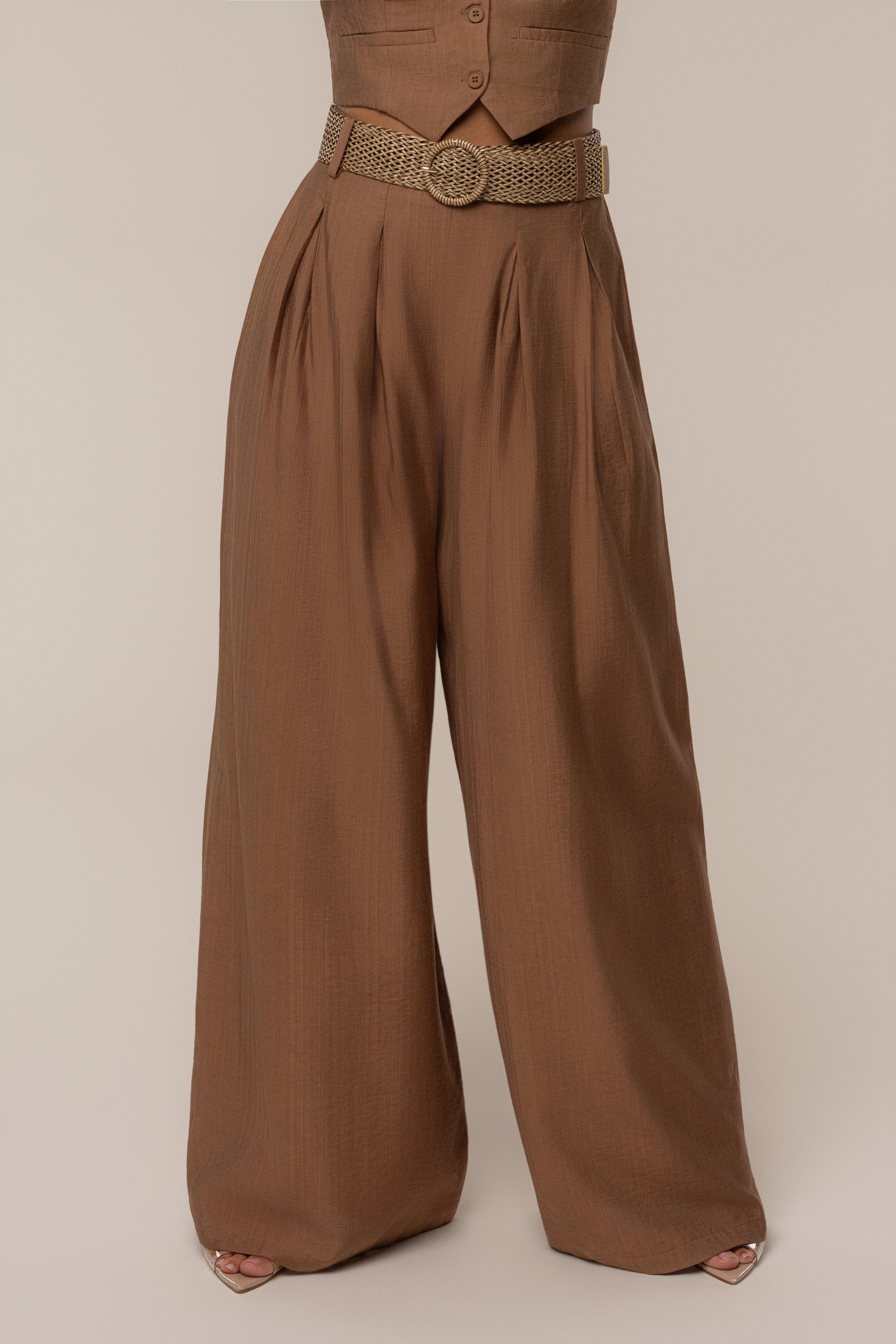 Beige Bailey Two-Piece Pant Set - JLUXLABEL