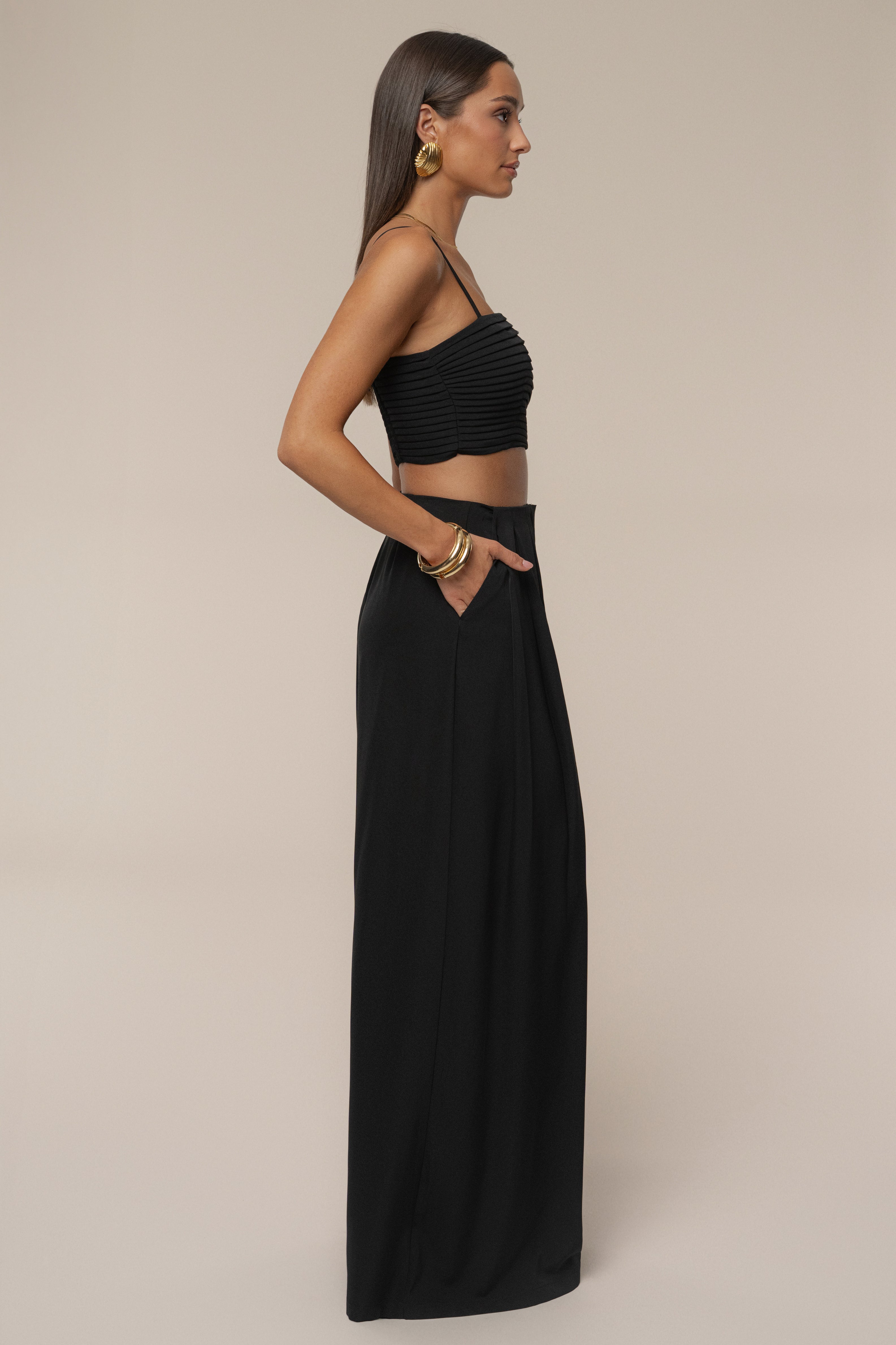 ANCELLM LINENSUEDE DECK PANTS(BLACK)サイズ2 Black Serenade Pant Set