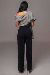 Black Back In Business Knit Trousers - JLUXLABEL