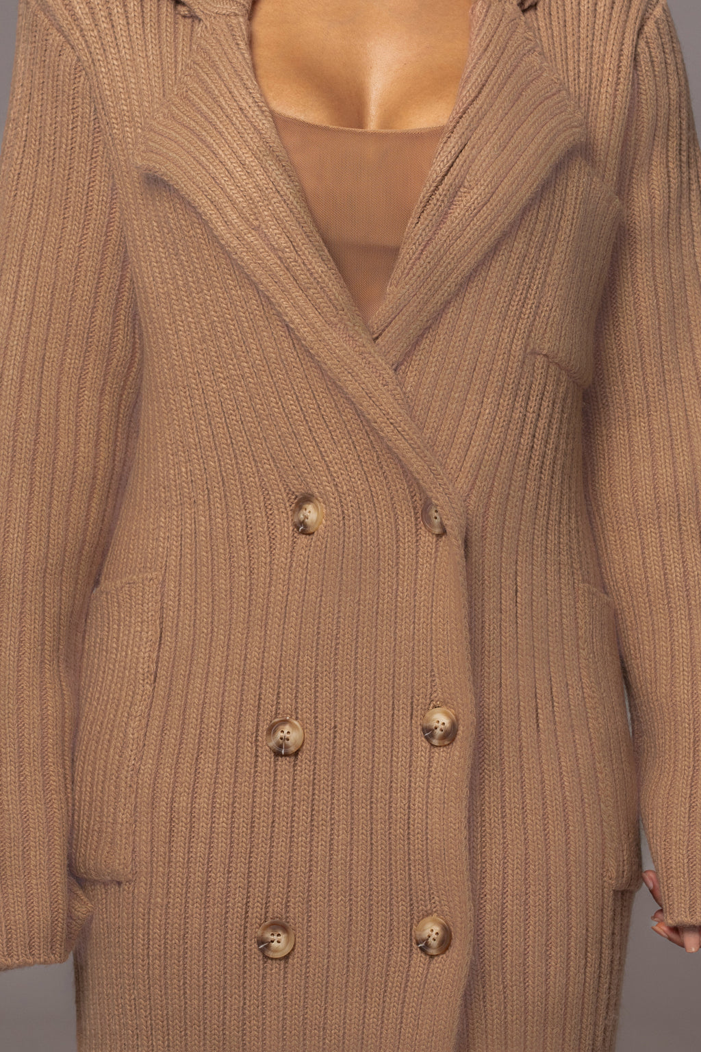 – Knit On Own Taupe JLUXLABEL Coat My Longline