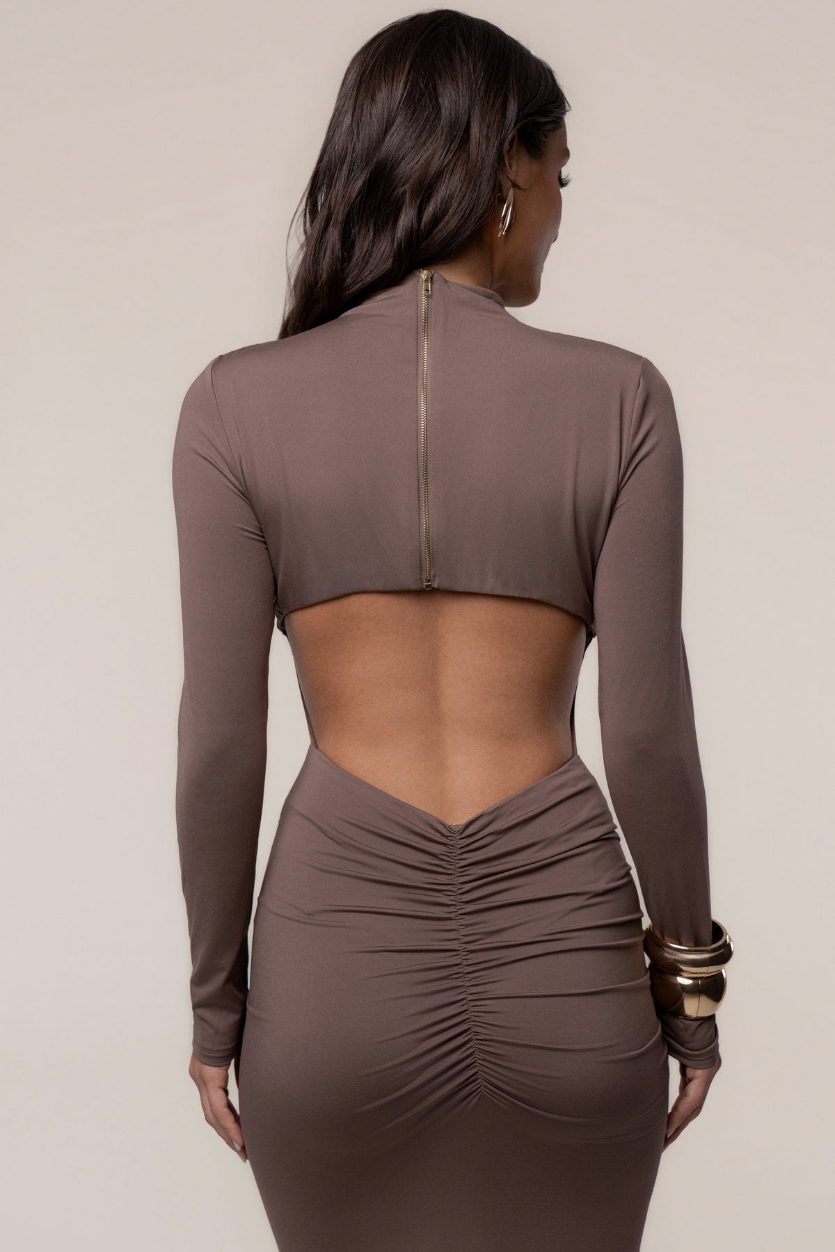 Mocha Esmeralda Mock Neck Dress