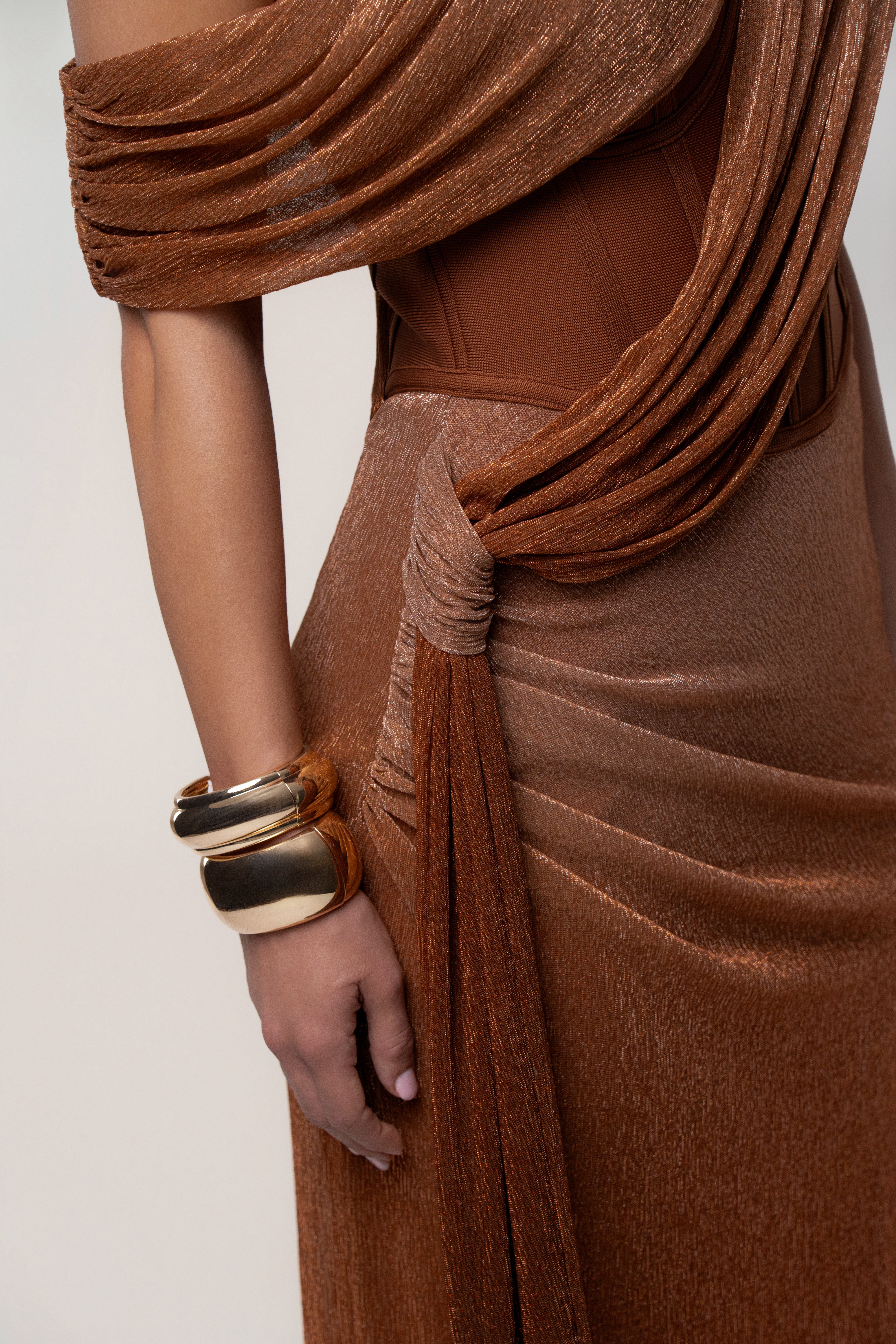 Gold Celestina Draped Maxi Dress