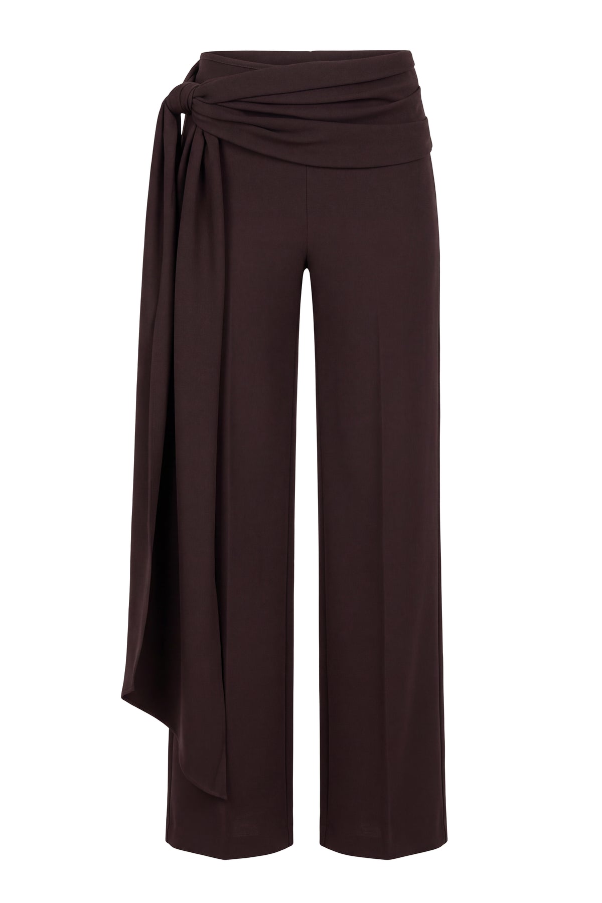 Brown Draped Sash Trouser