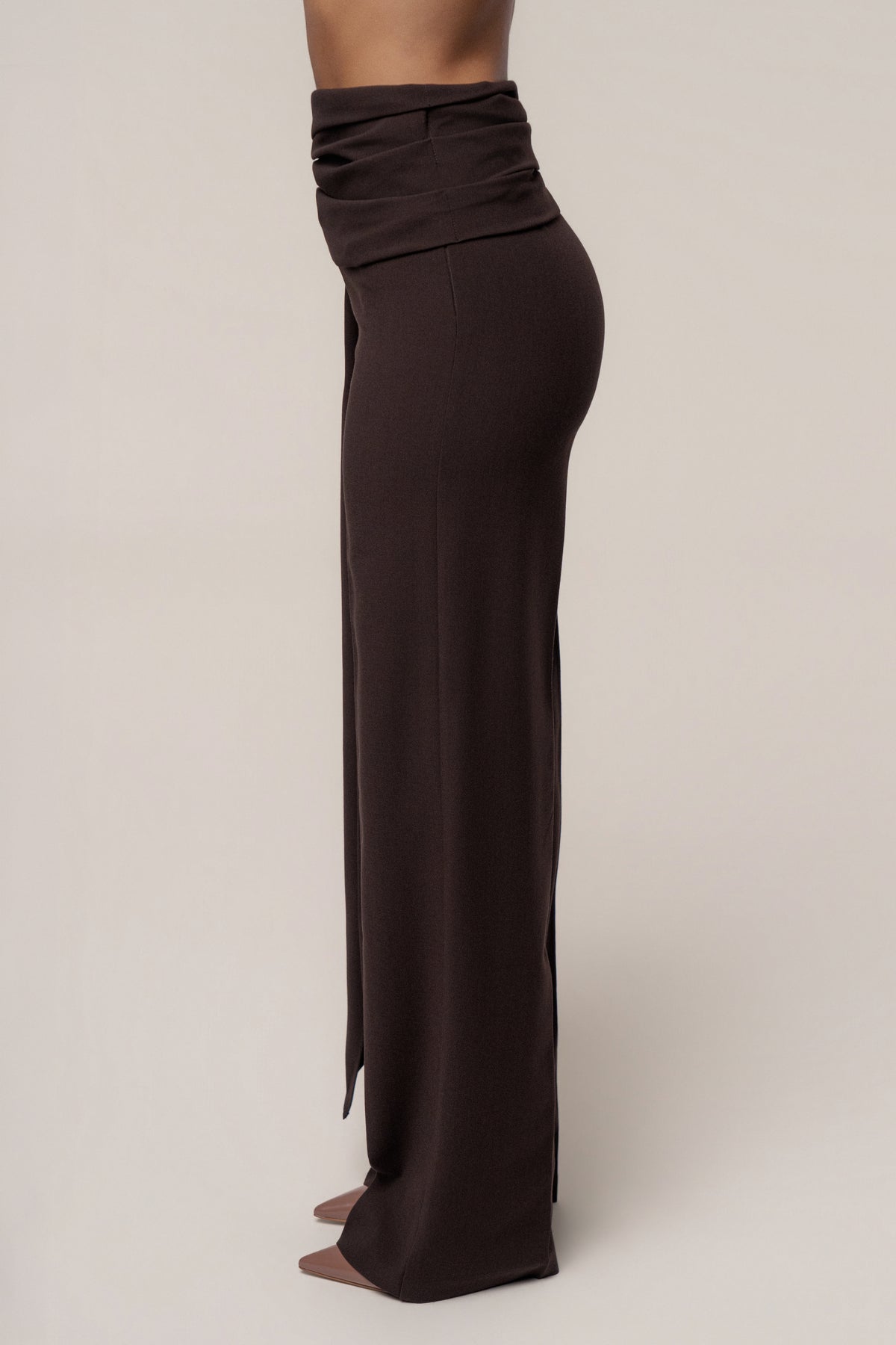 Brown Draped Sash Trouser