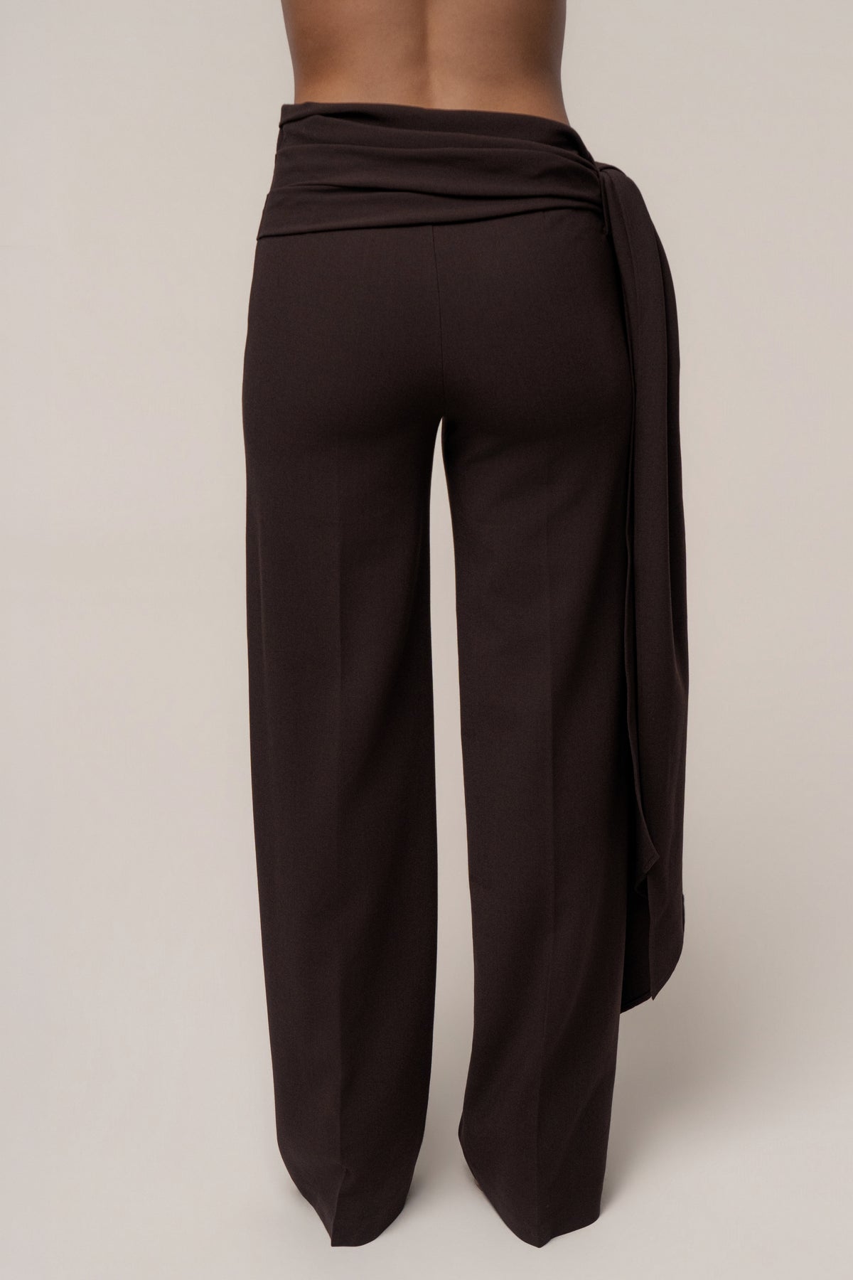 Brown Draped Sash Trouser