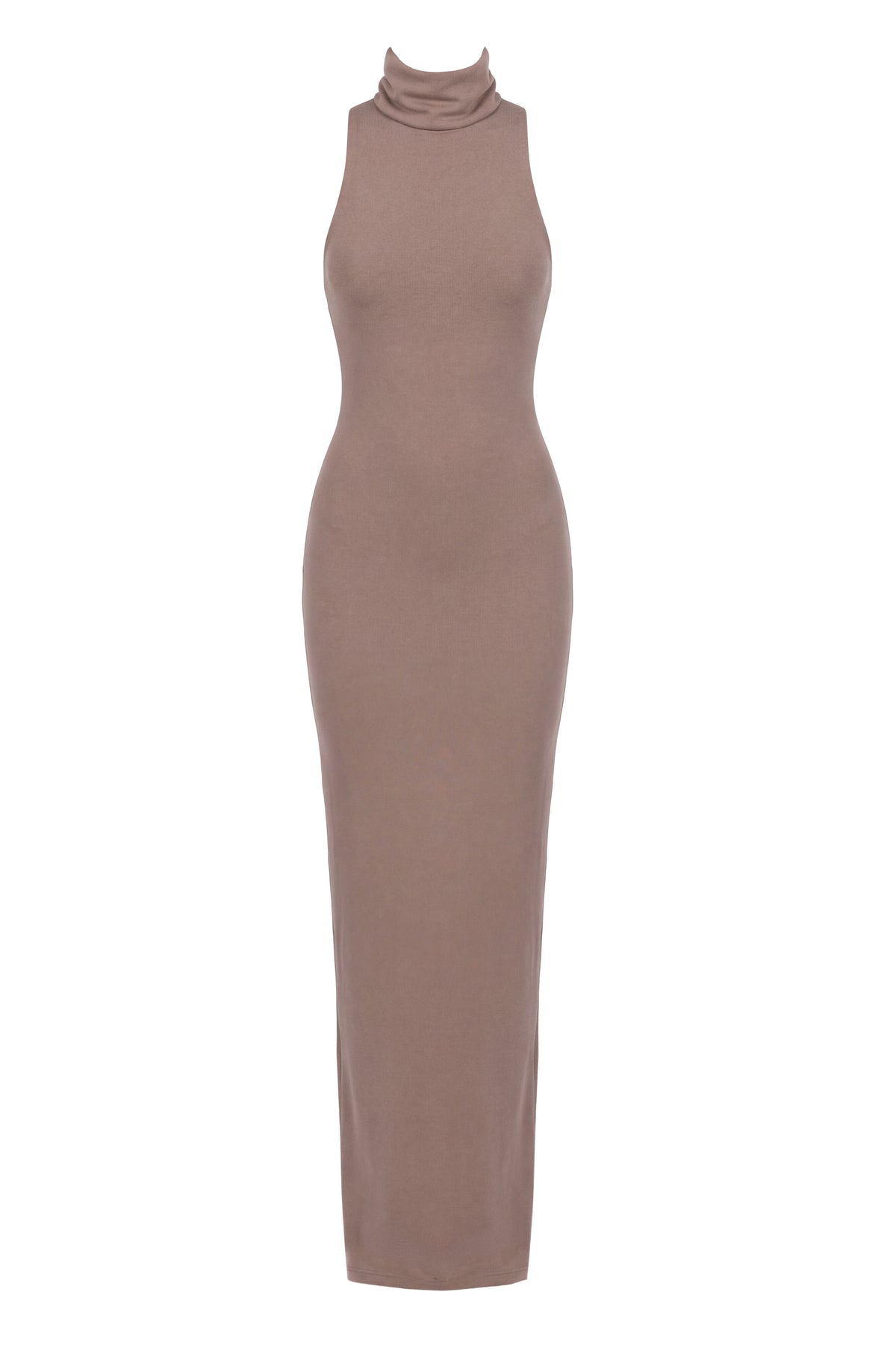 Beige Classic Turtleneck Maxi Dress