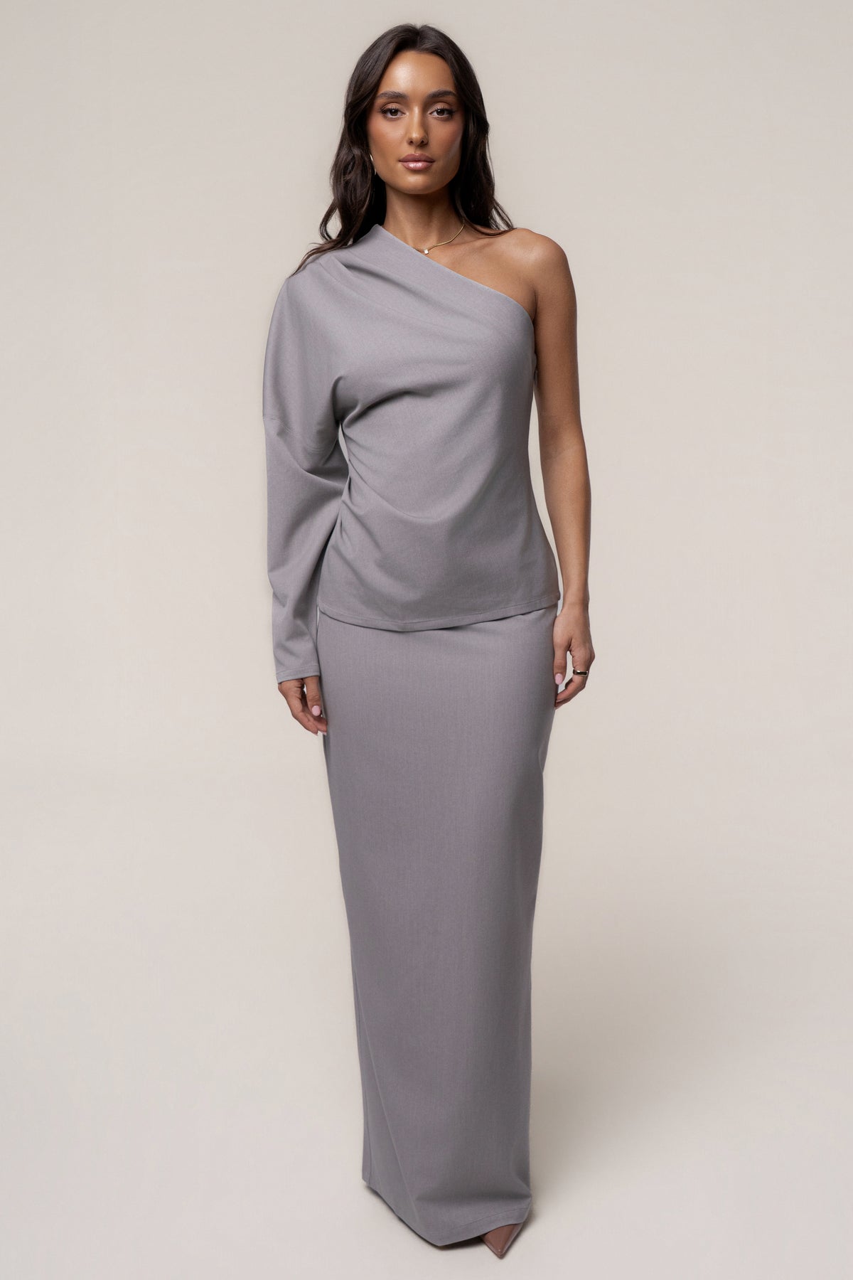 Grey Demi One Shoulder Top