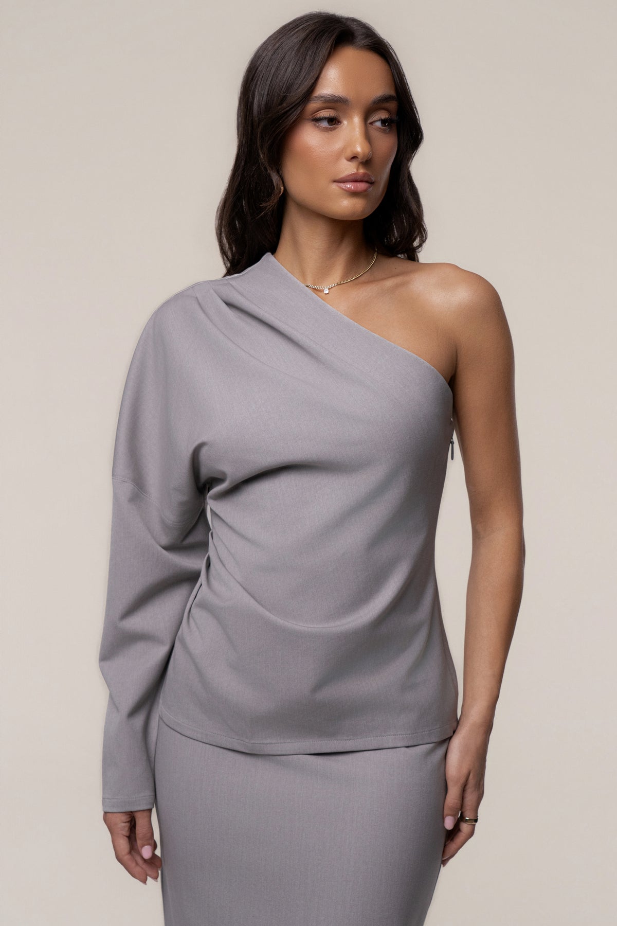 Grey Demi One Shoulder Top