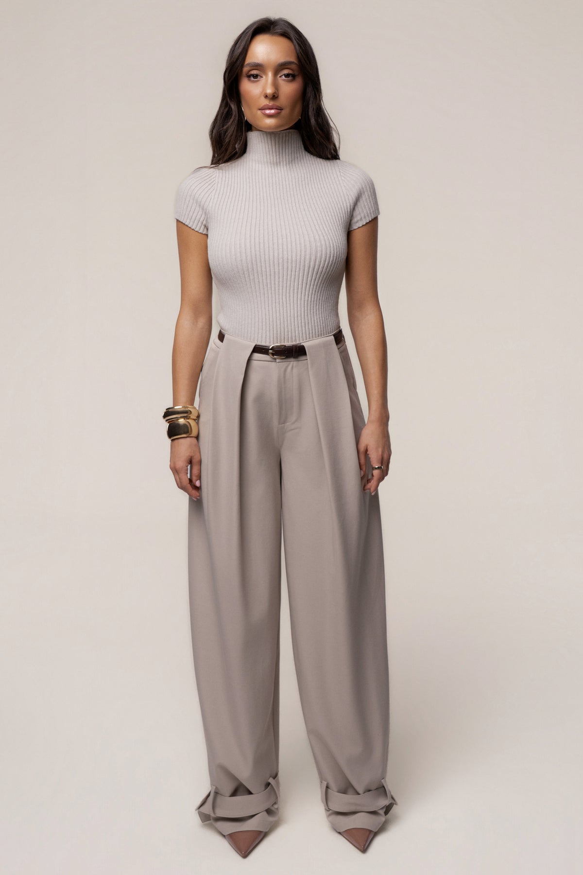 Cream Anytime Ribbed Turtleneck