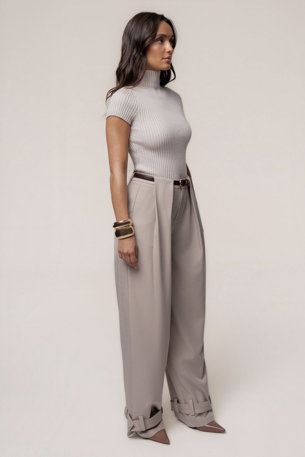 Cream Anytime Ribbed Turtleneck