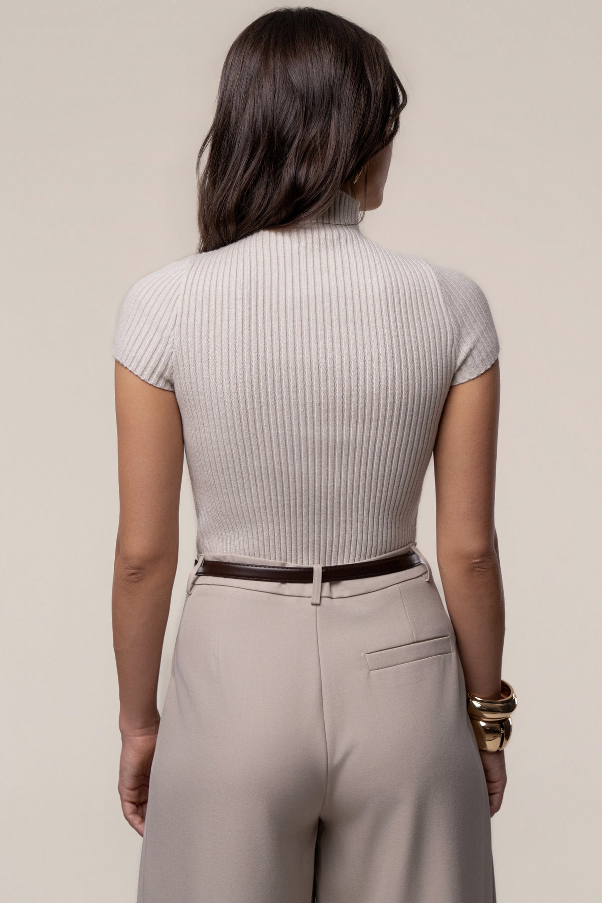 Cream Anytime Ribbed Turtleneck