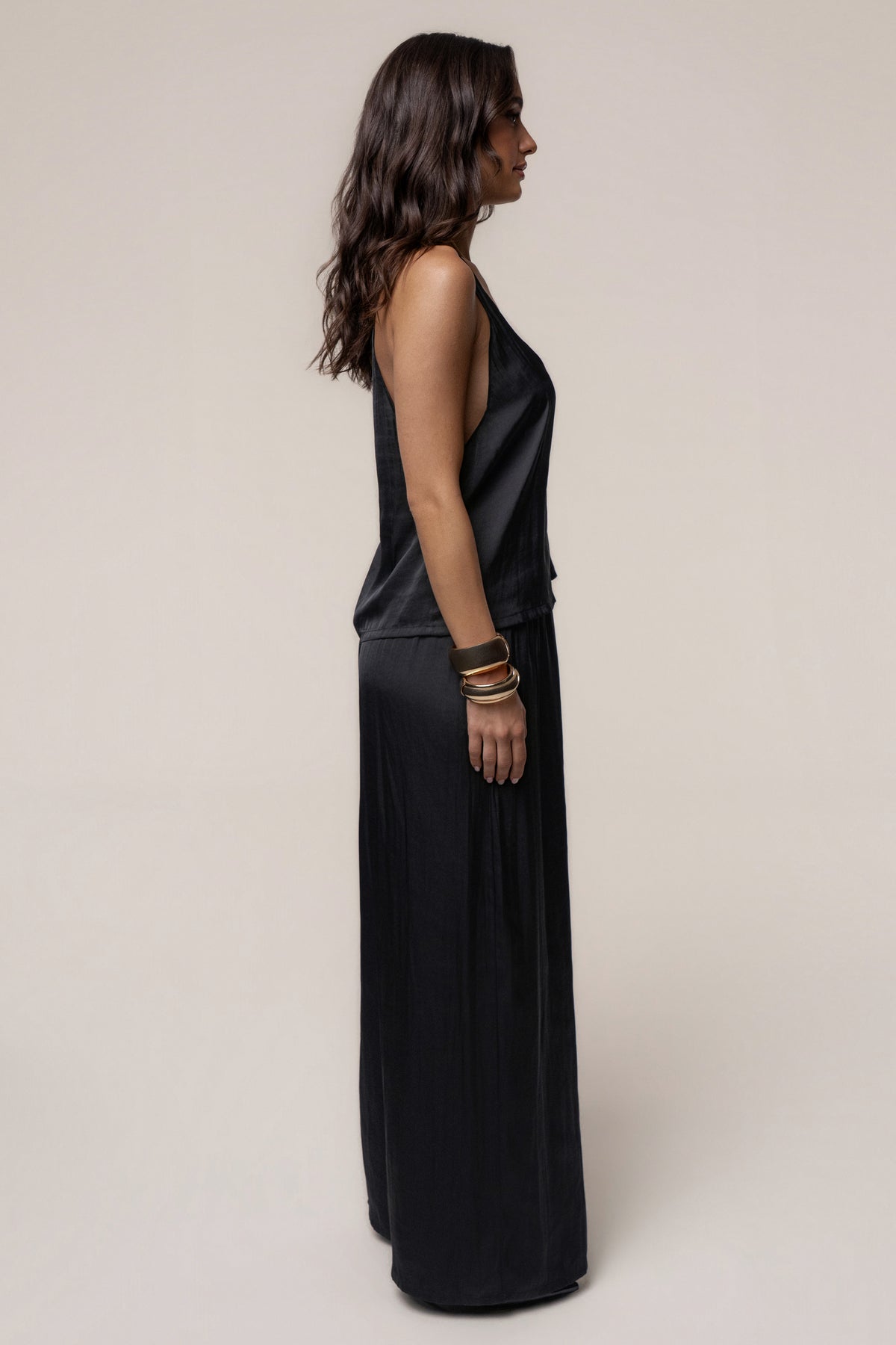 Black Open Coast Wide Leg Pants