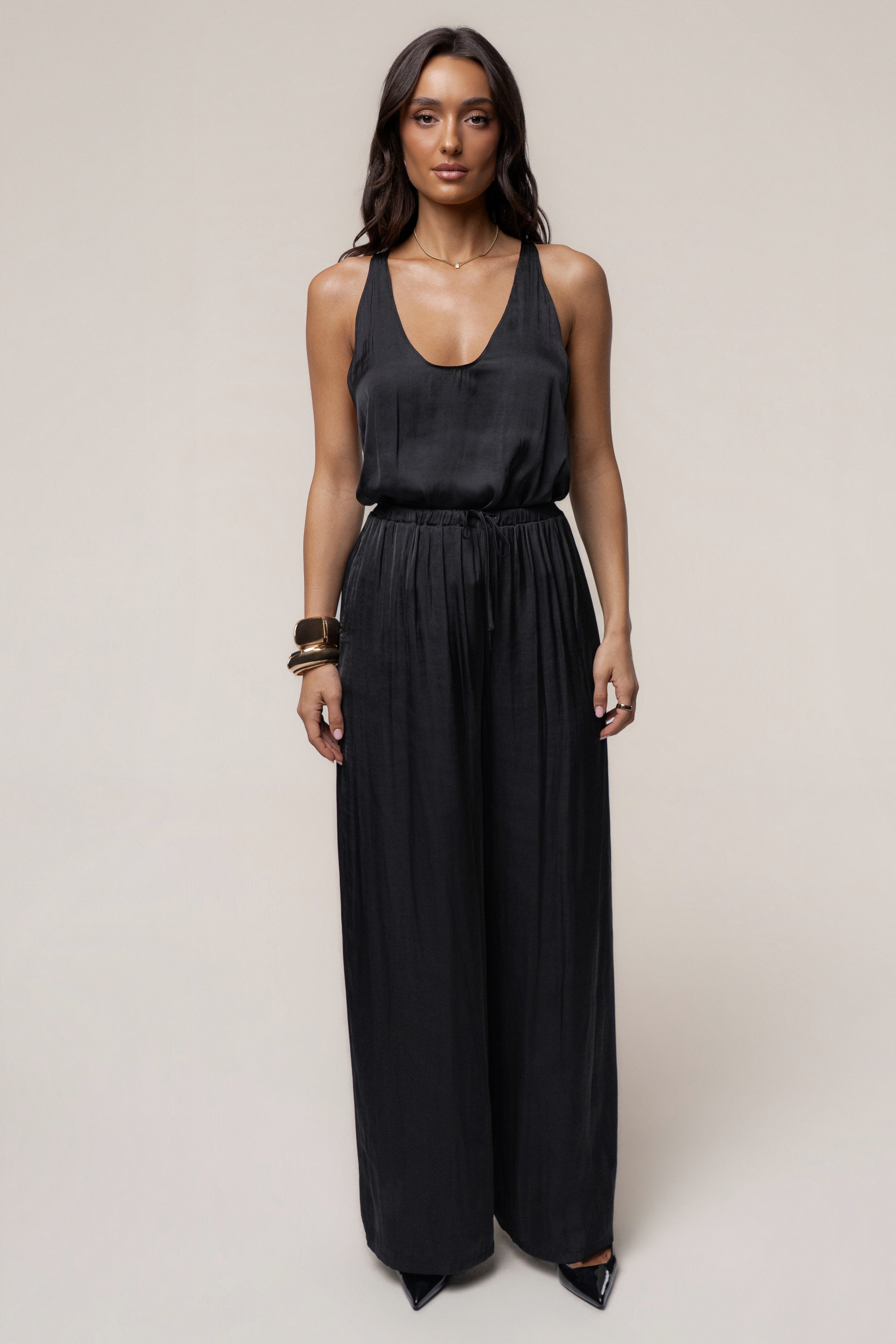 Black Open Coast Wide Leg Pants