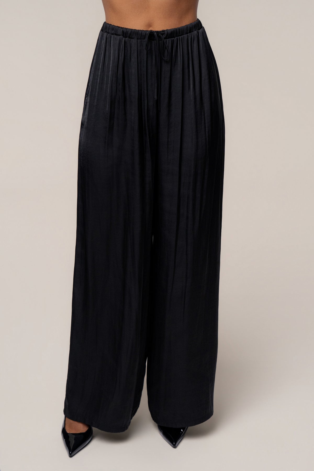Black Open Coast Wide Leg Pants