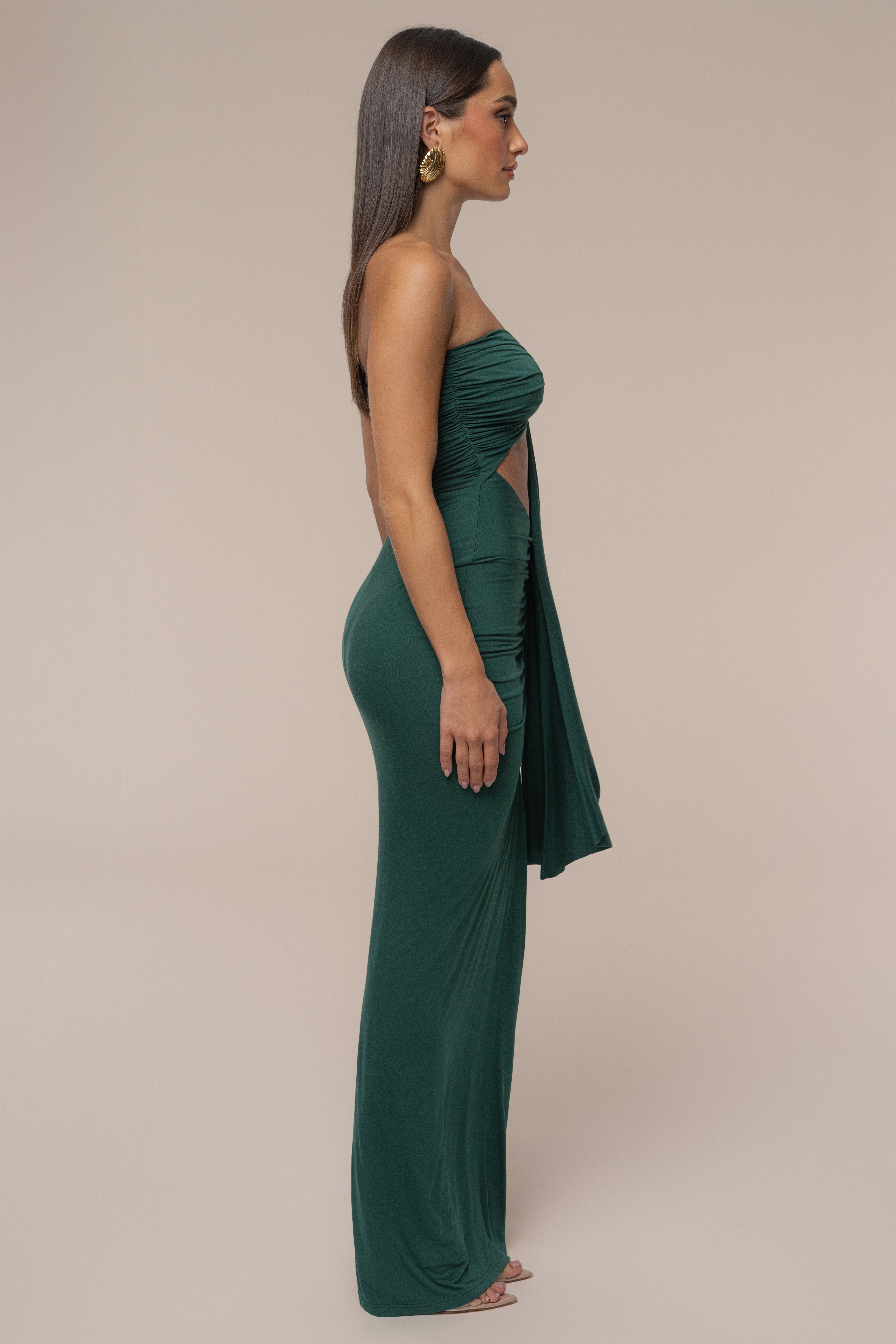 Emerald Atlantis Drape Maxi Dress