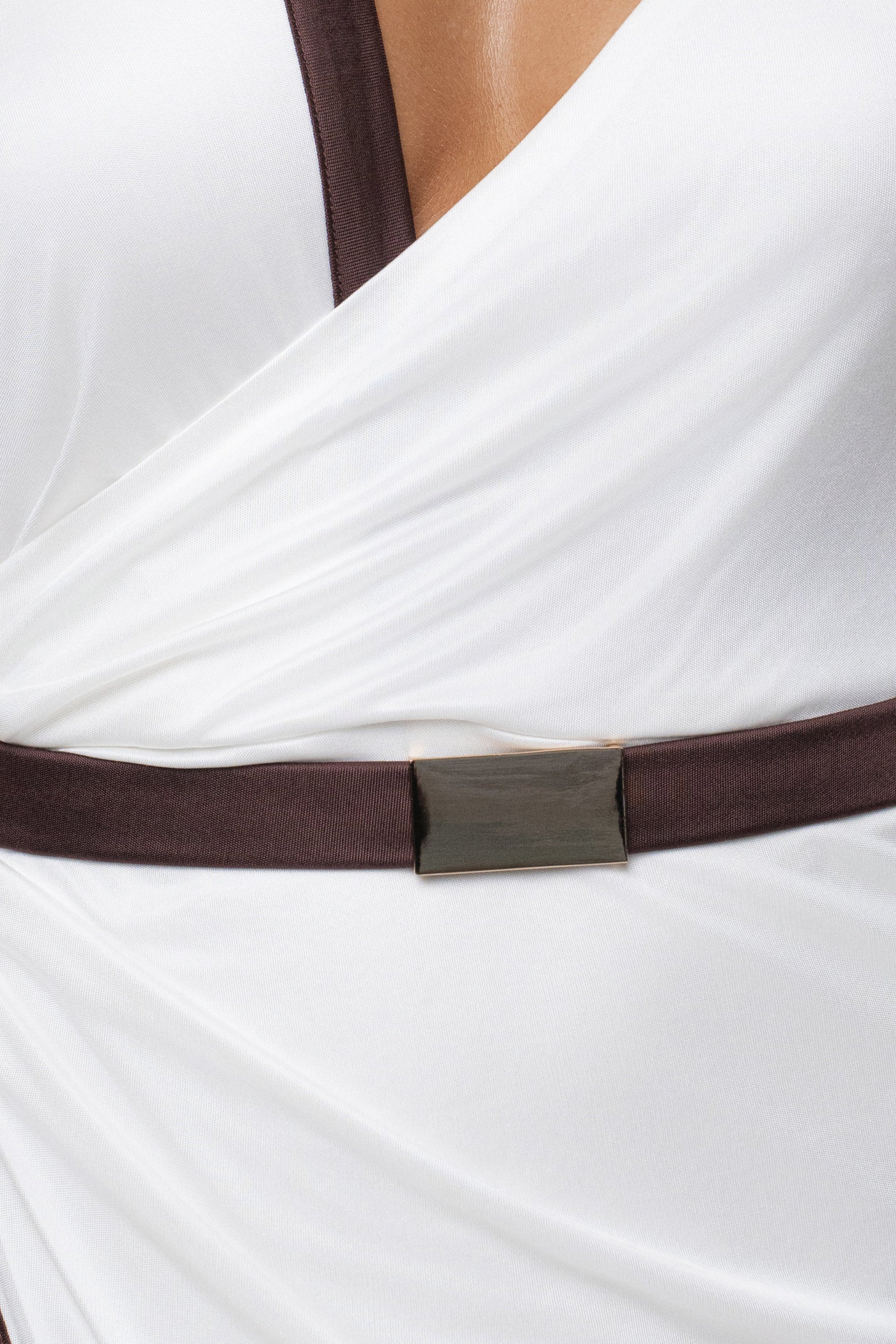 Ivory Anniversary Belted Wrap Dress - JLUXLABEL