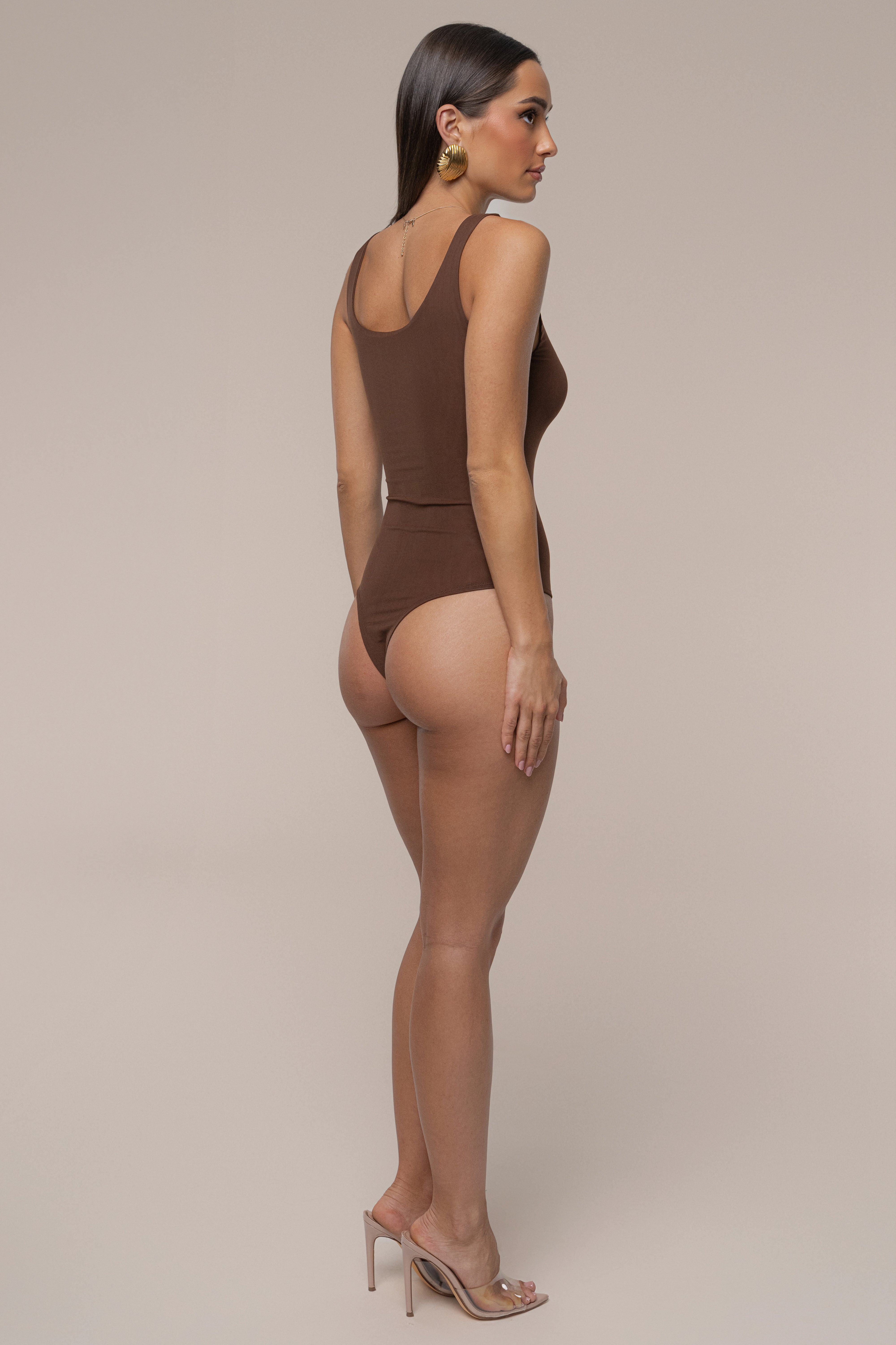 Chocolate Mesh Essentials Tank Bodysuit Undergarment - JLUXLABEL