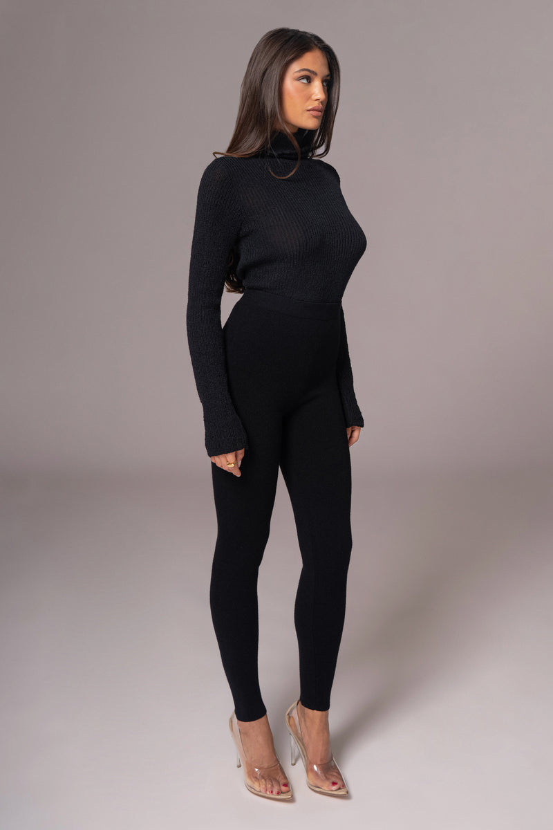 Black Effortless Knit Leggings