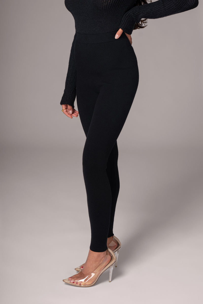 Black Effortless Knit Leggings