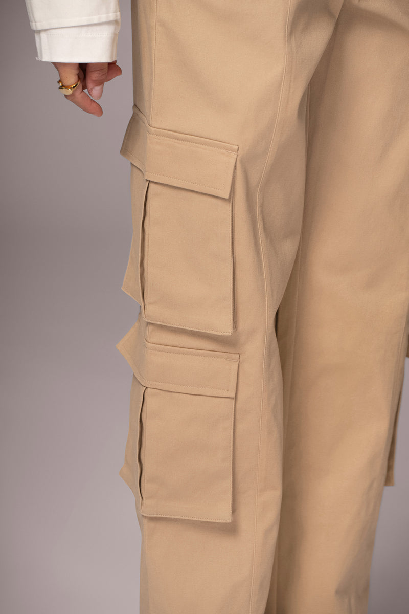 Pantalons cargo double prise kaki