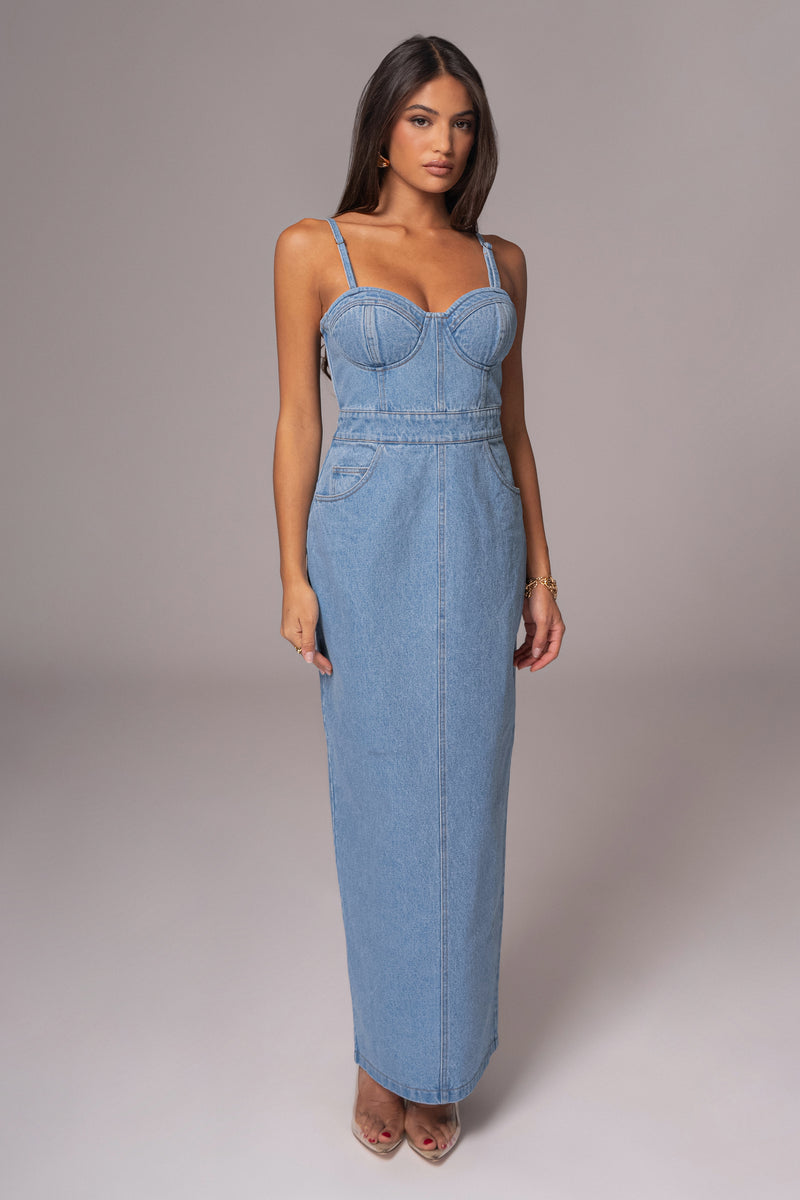 Medium Wash Mara Denim Bustier Dress