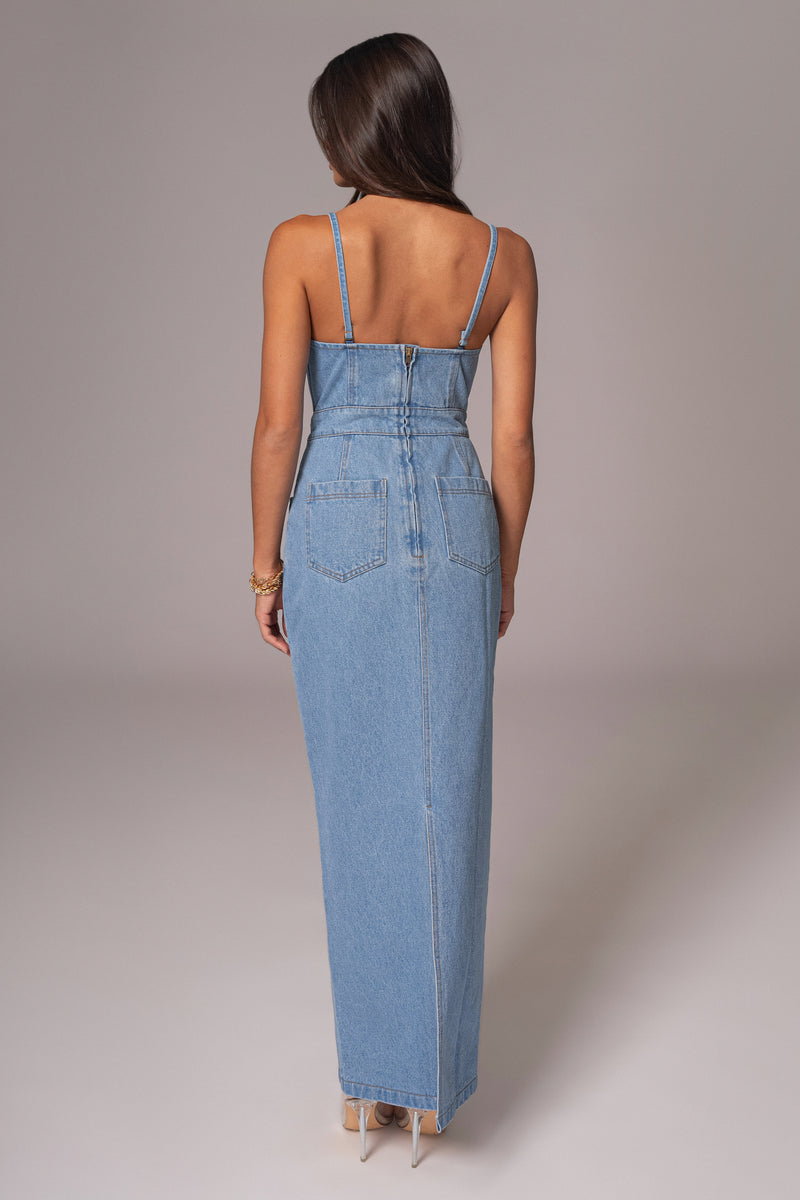 Medium Wash Mara Denim Bustier Dress