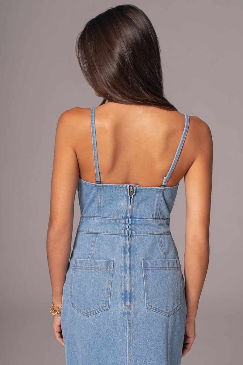 Medium Wash Mara Denim Bustier Dress