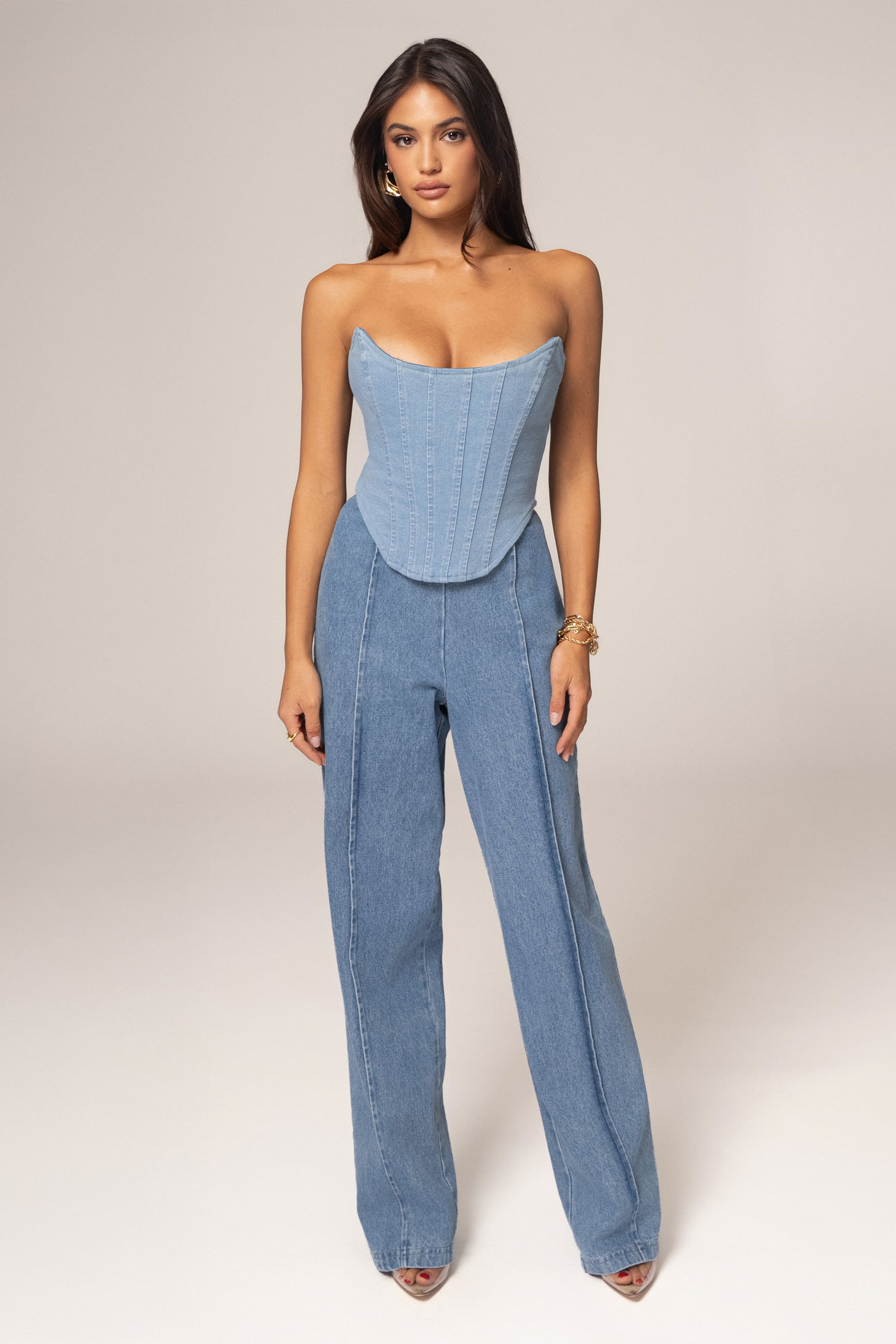 Medium Wash  Fenix Reversible Denim Corset - JLUXLABEL