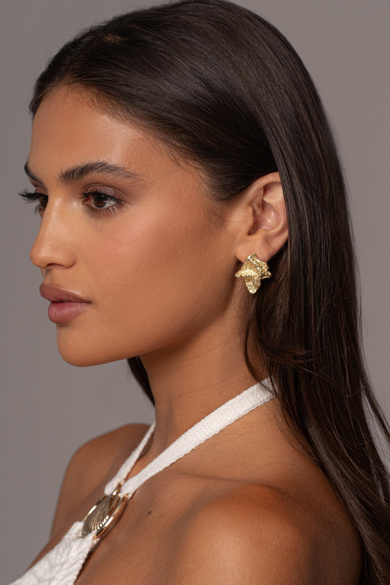 Gold Roma Textured Earrings