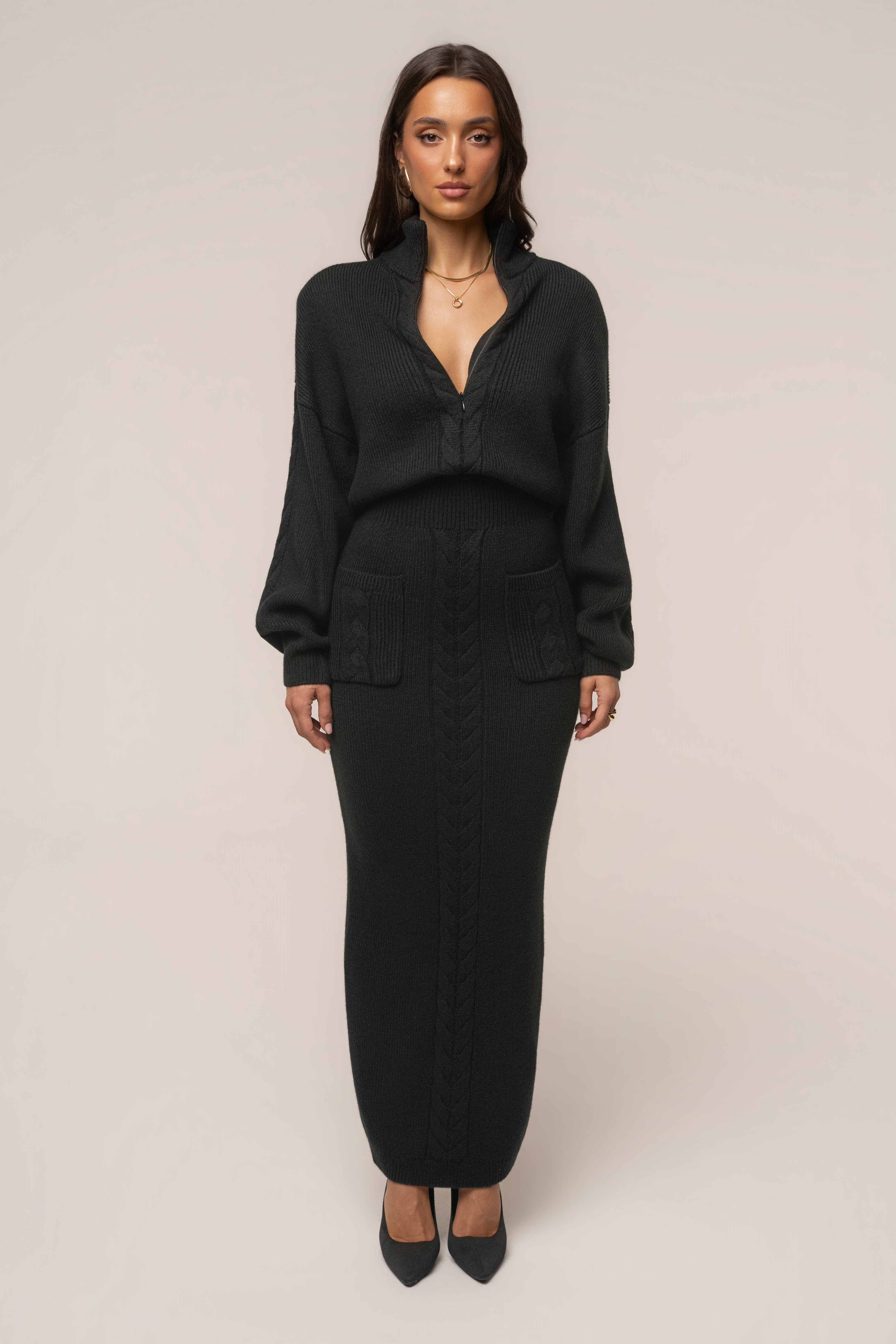 Black Cozy Intentions Ribbed Dress - JLUXLABEL