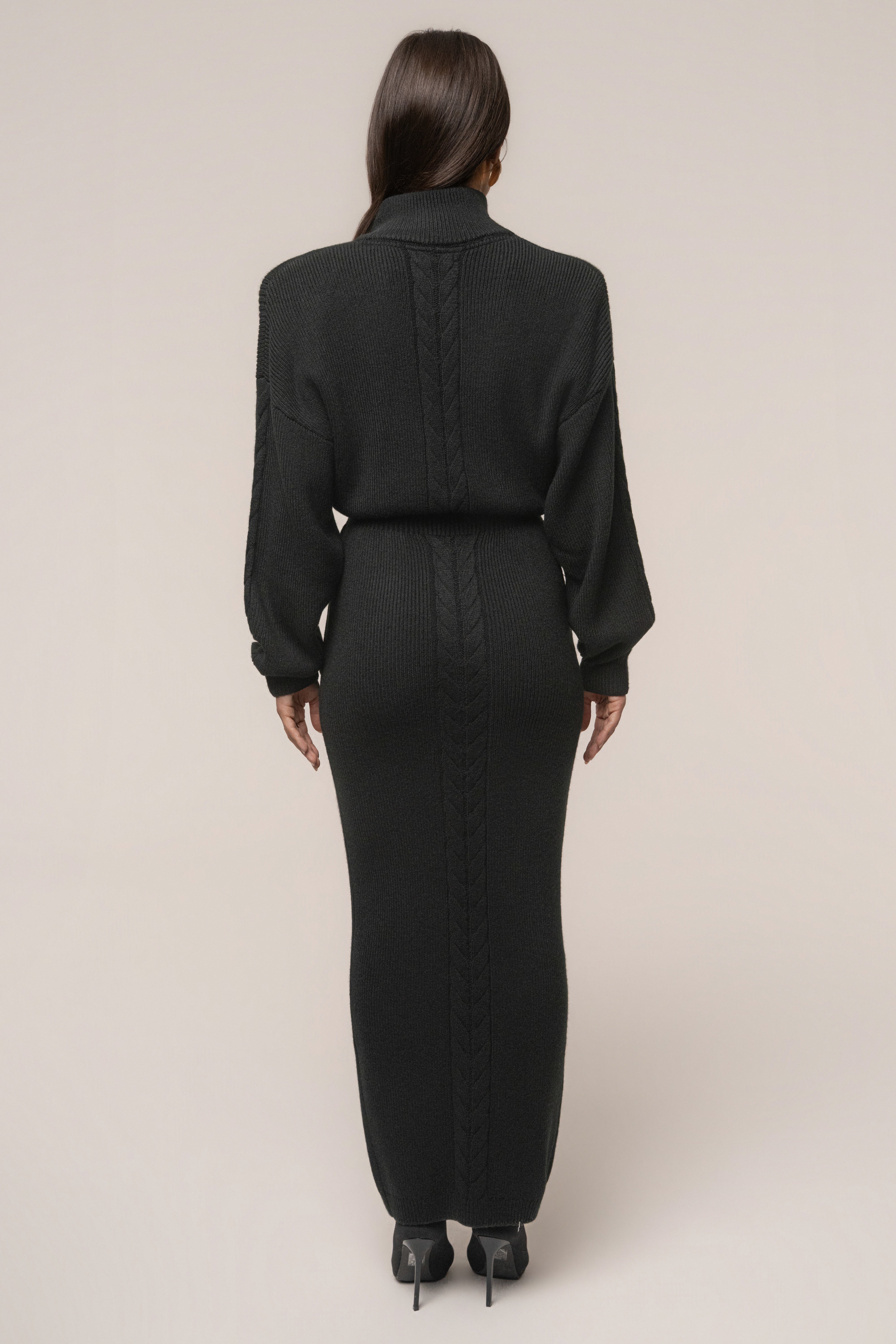 Black Cozy Intentions ribbed dress by JLUXLABEL, featuring a fitted silhouette and soft ribbed fabric, perfect for casual wear.
