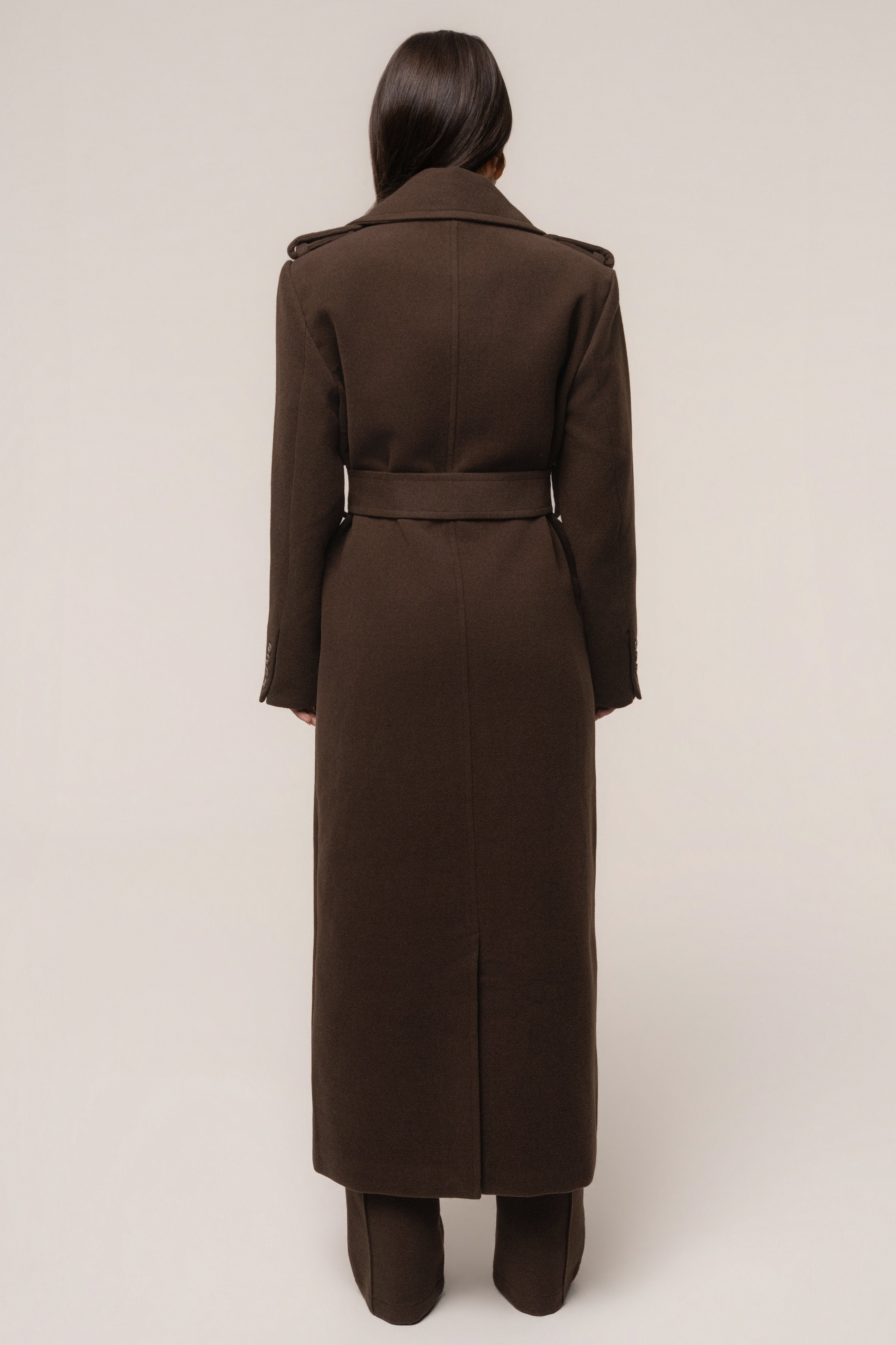 ジャケット・アウター Commission Lasso Brown Belted Coat XS Chocolate Savannah Belted Coat