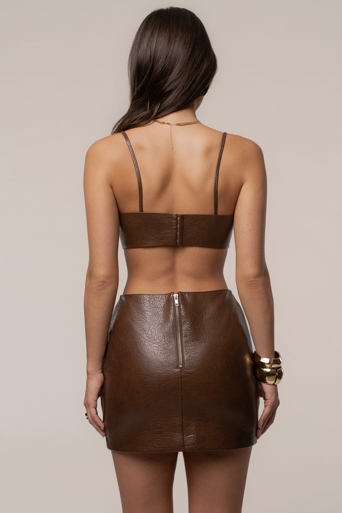 Brown Olivia PU Leather Bralette