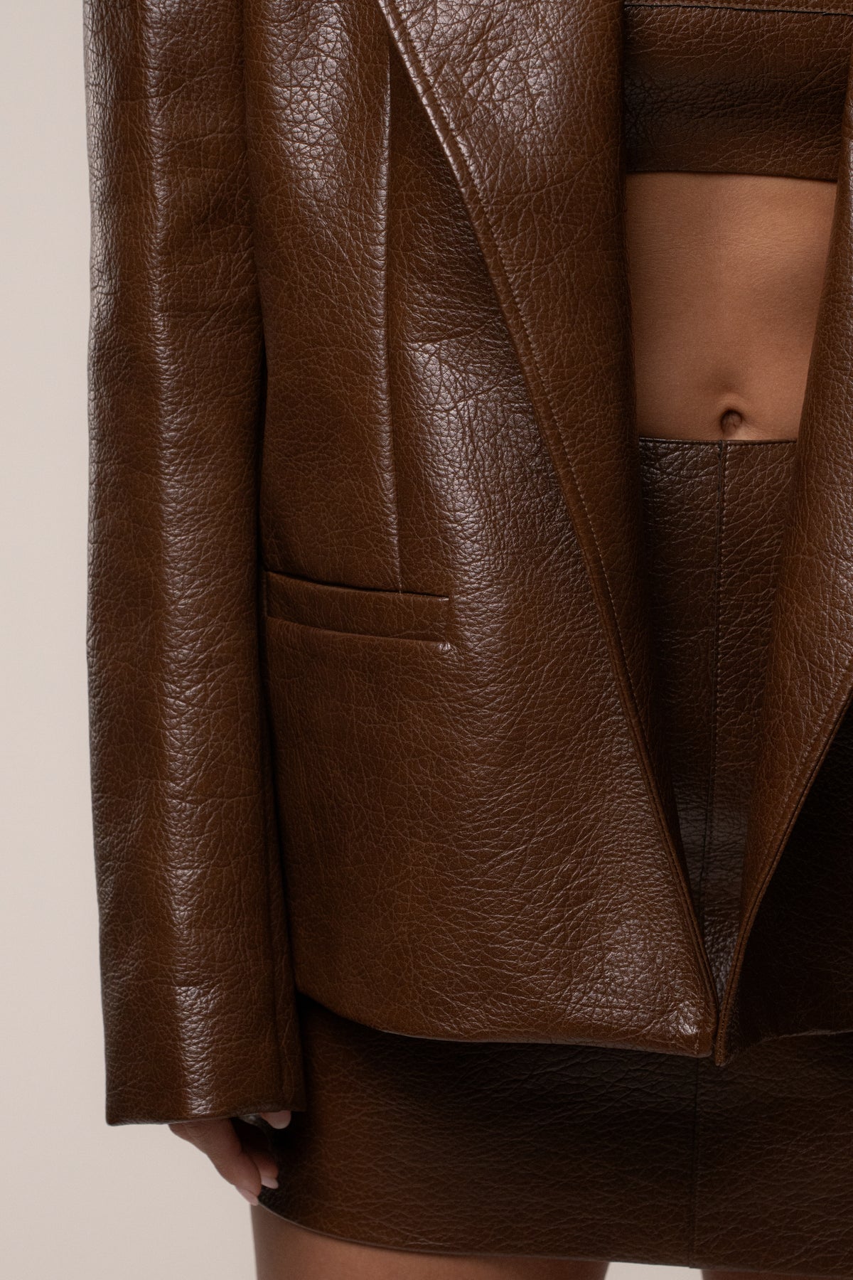 Brown Olivia PU Leather Jacket
