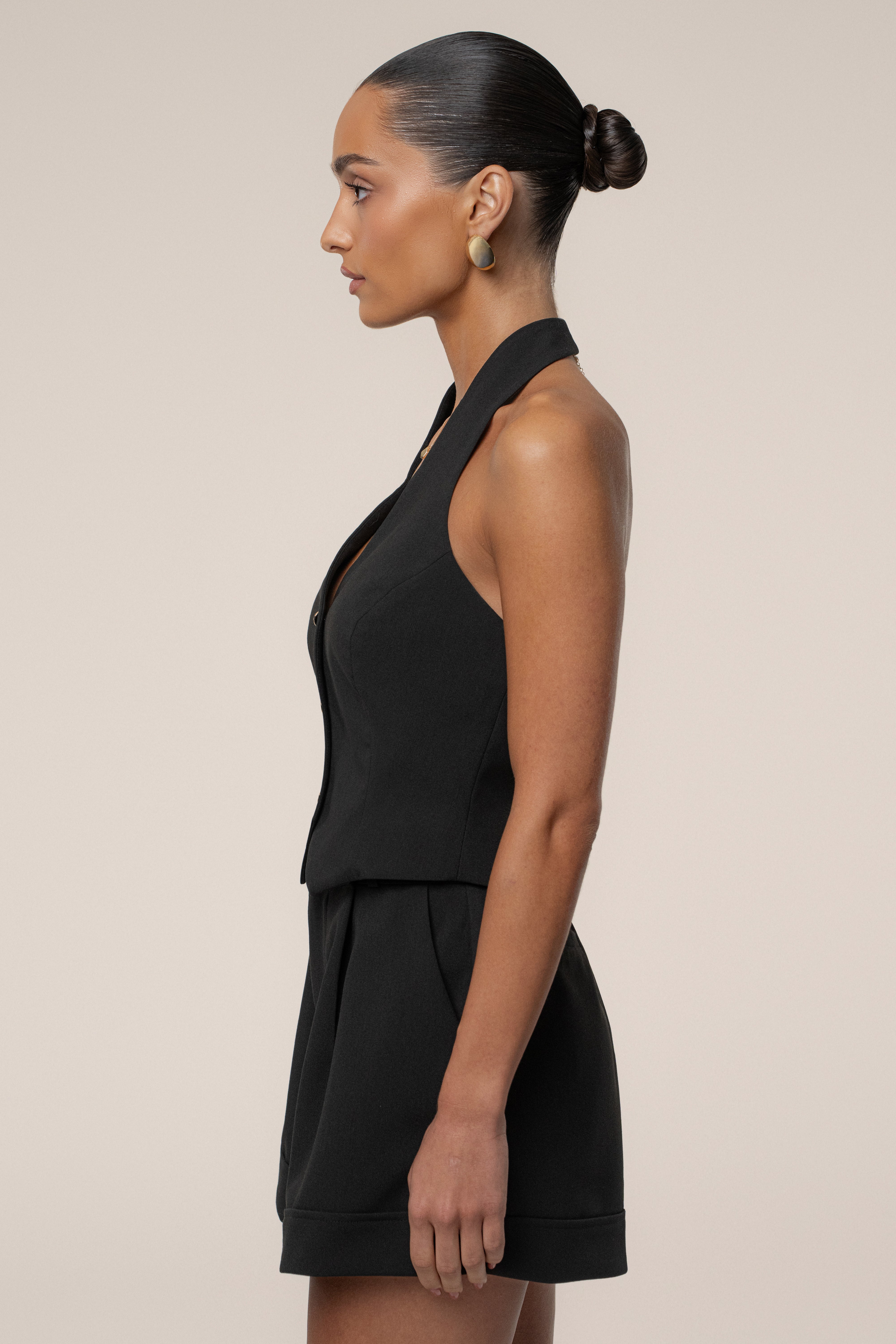 PRE-ORDER Black Luxe Halter Vest - JLUXLABEL