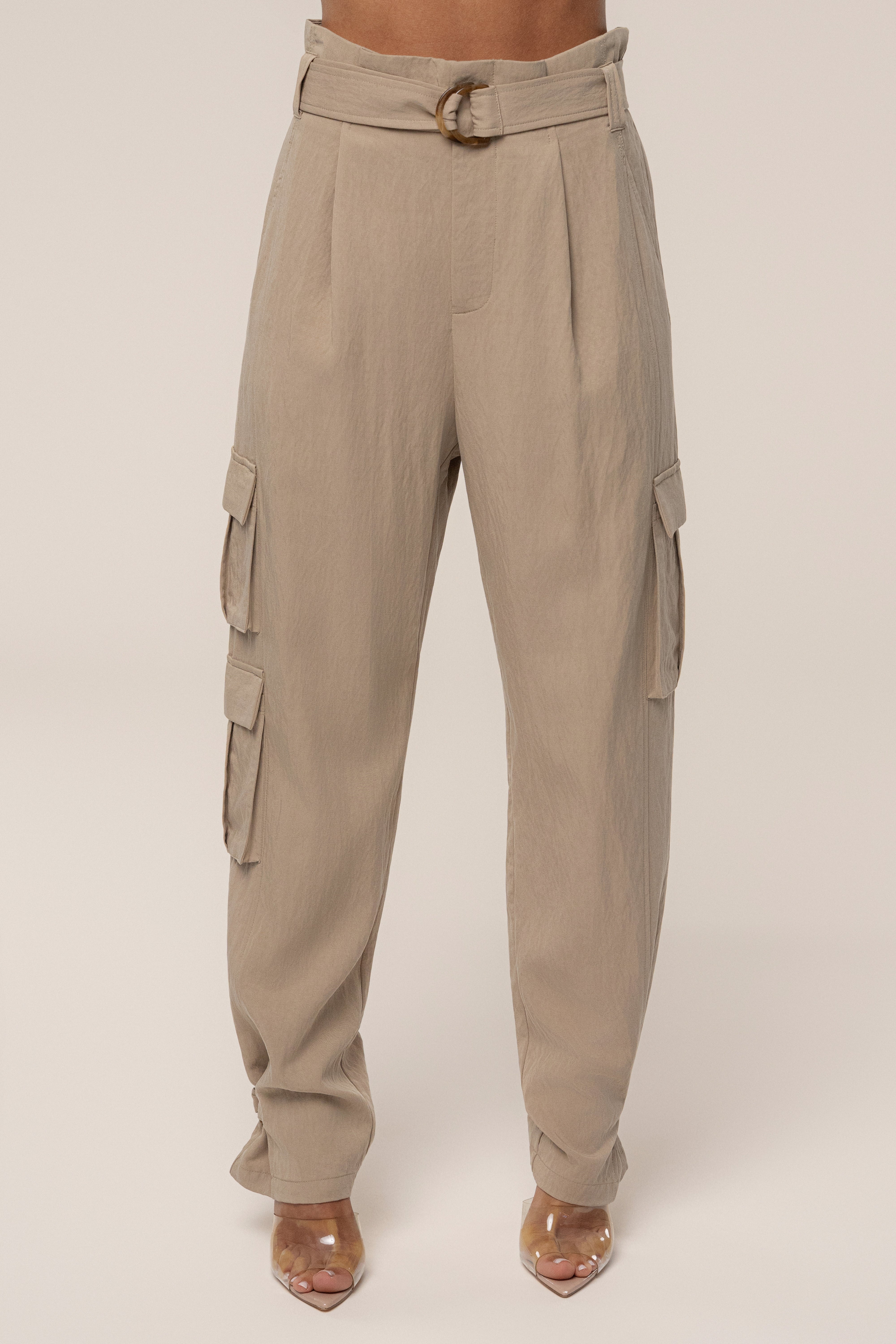 Tan Boundless Belted Cargo Pants