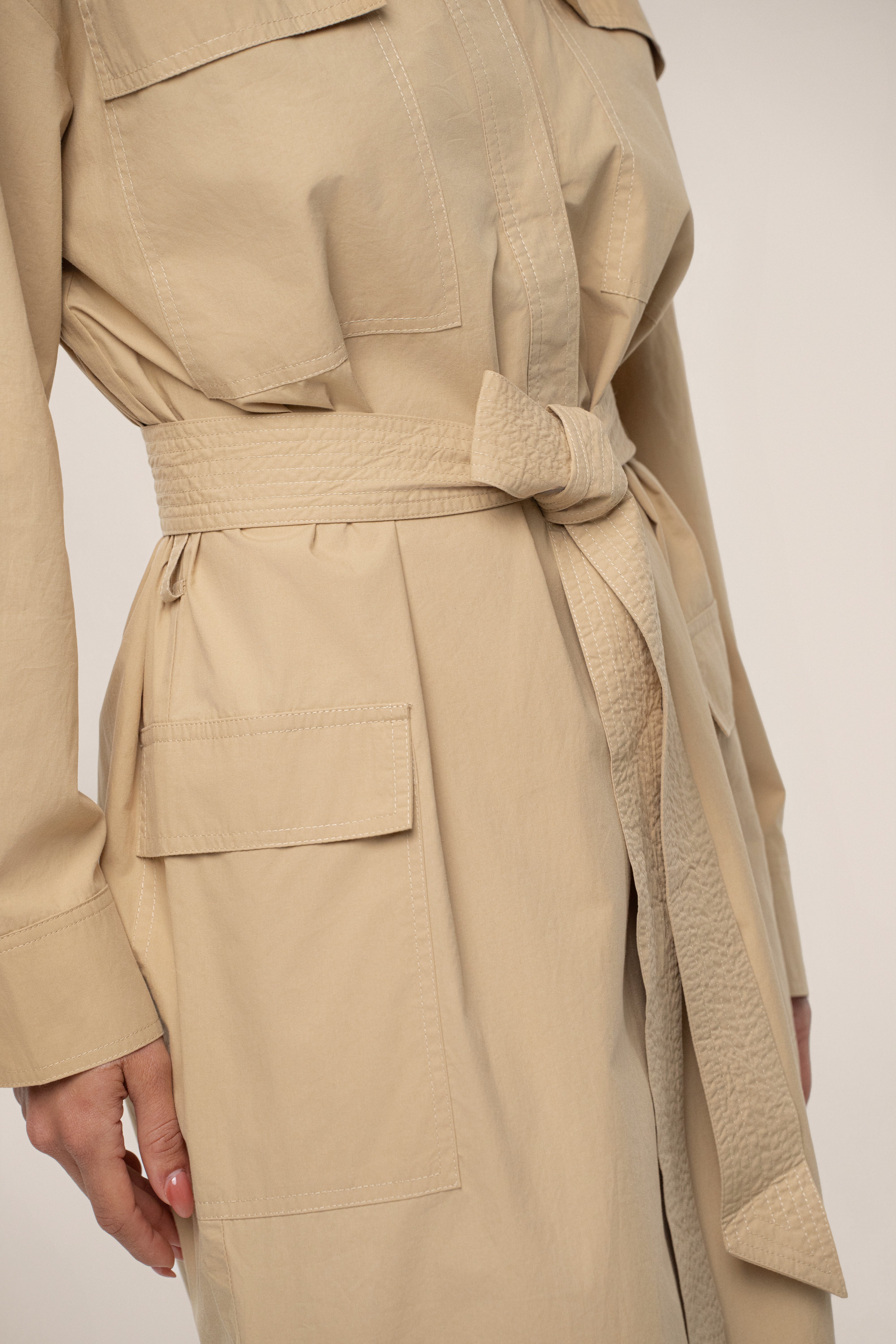 Khaki Harbor Shore Belted Maxi Dress - JLUXLABEL