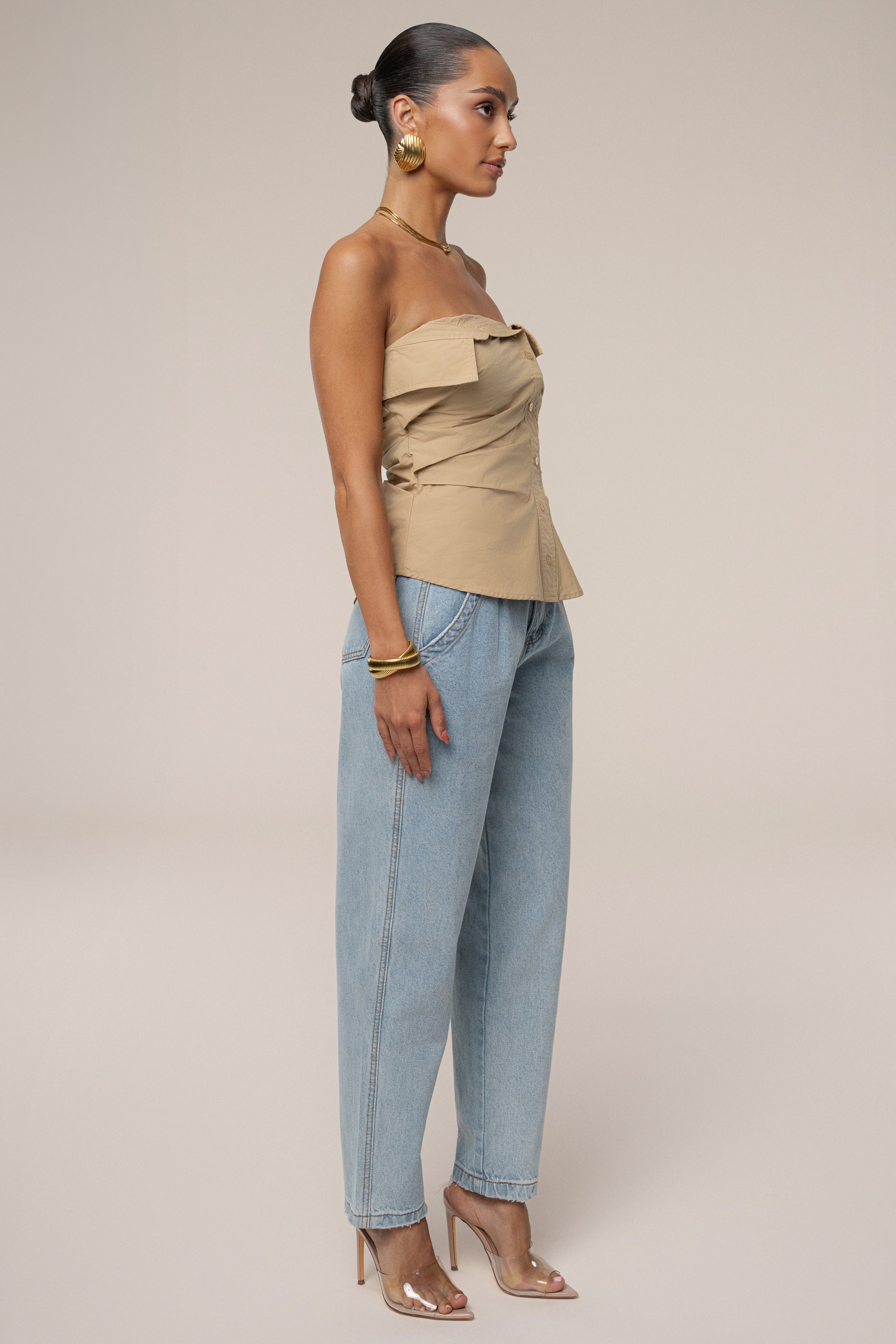Beige Riviera Fold Over Top - JLUXLABEL