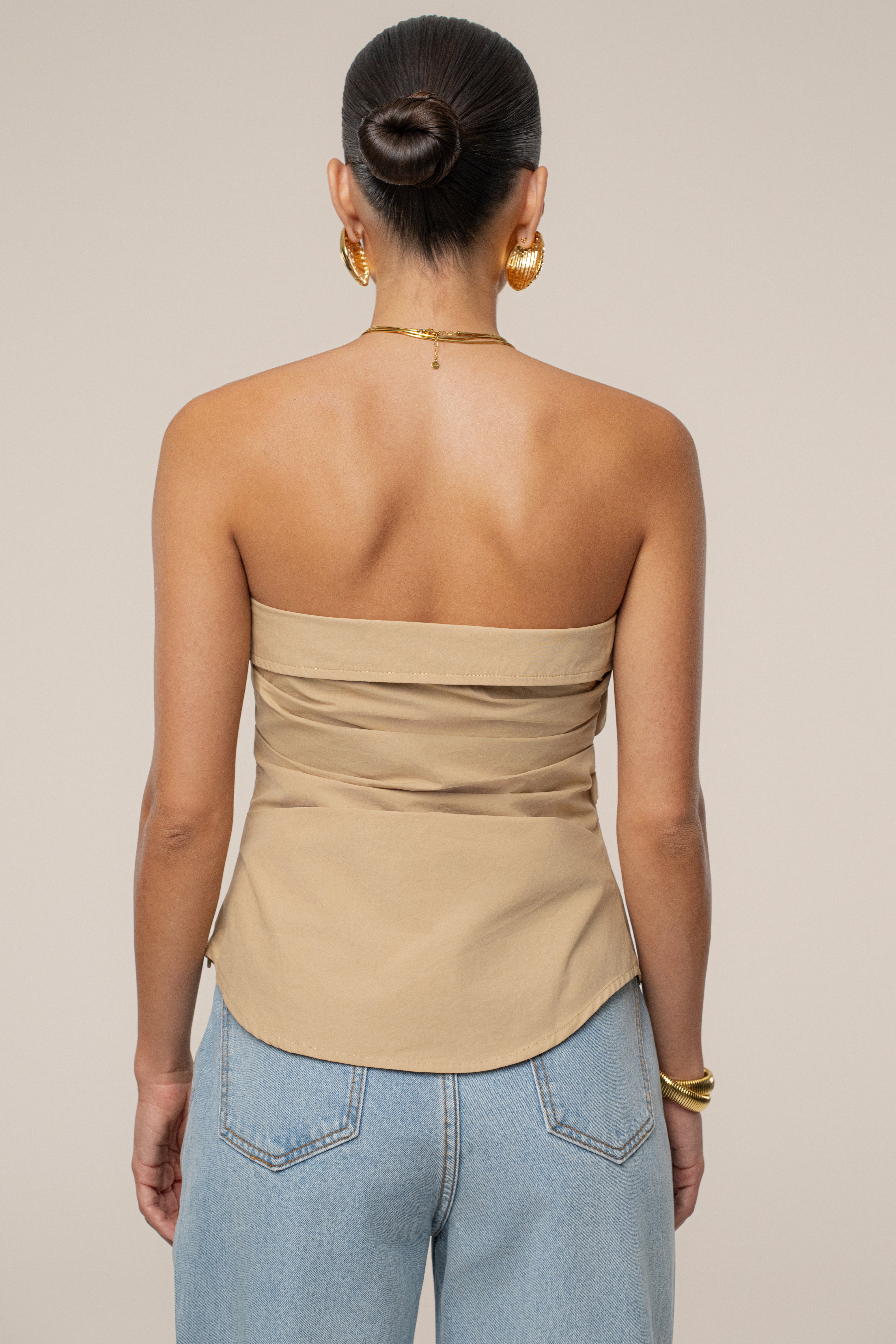 Beige Riviera Fold Over Top - JLUXLABEL