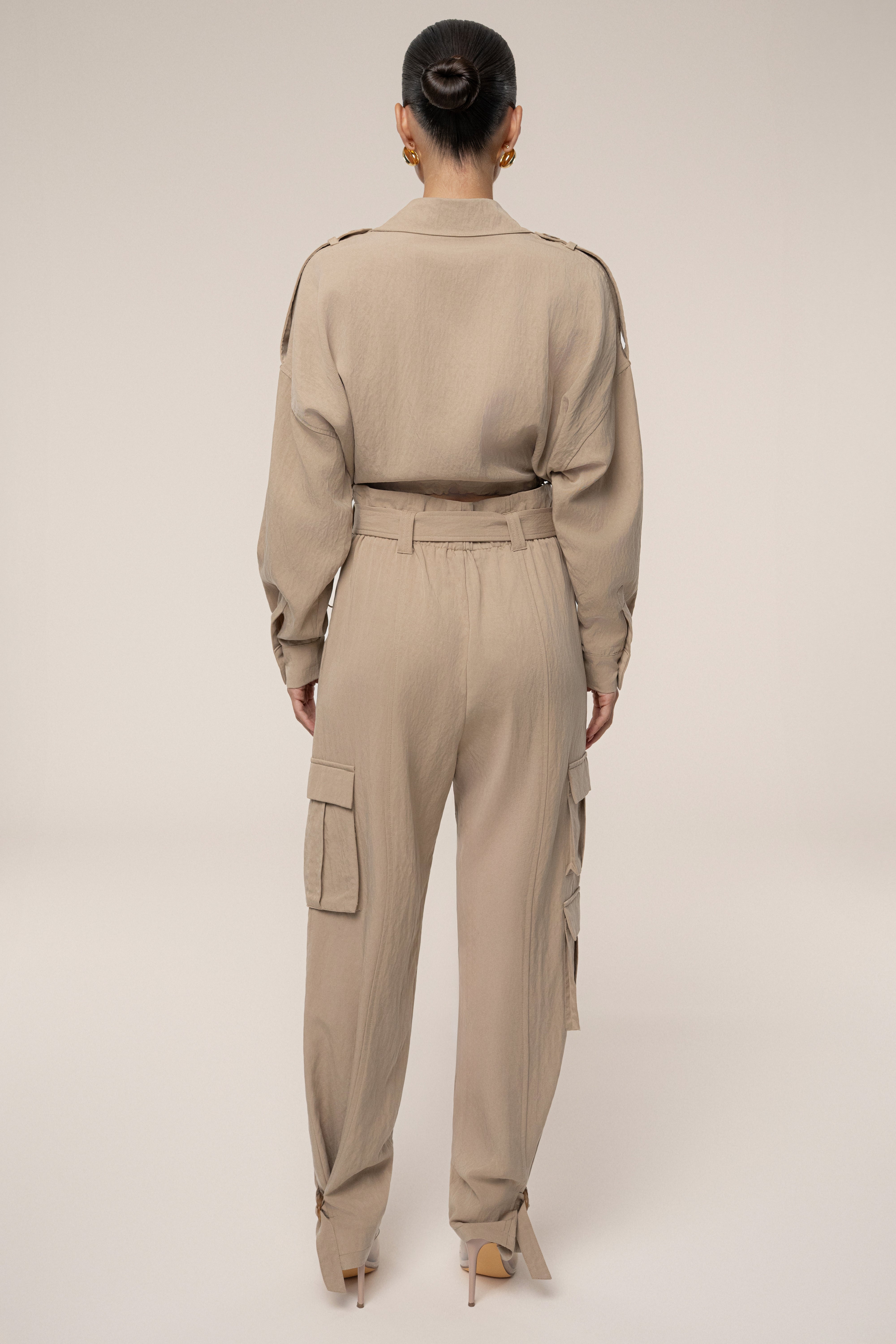 Tan Boundless Belted Cargo Pants - JLUXLABEL