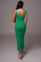 Green Ballari Crochet Knit Maxi Dress - JLUXLABEL