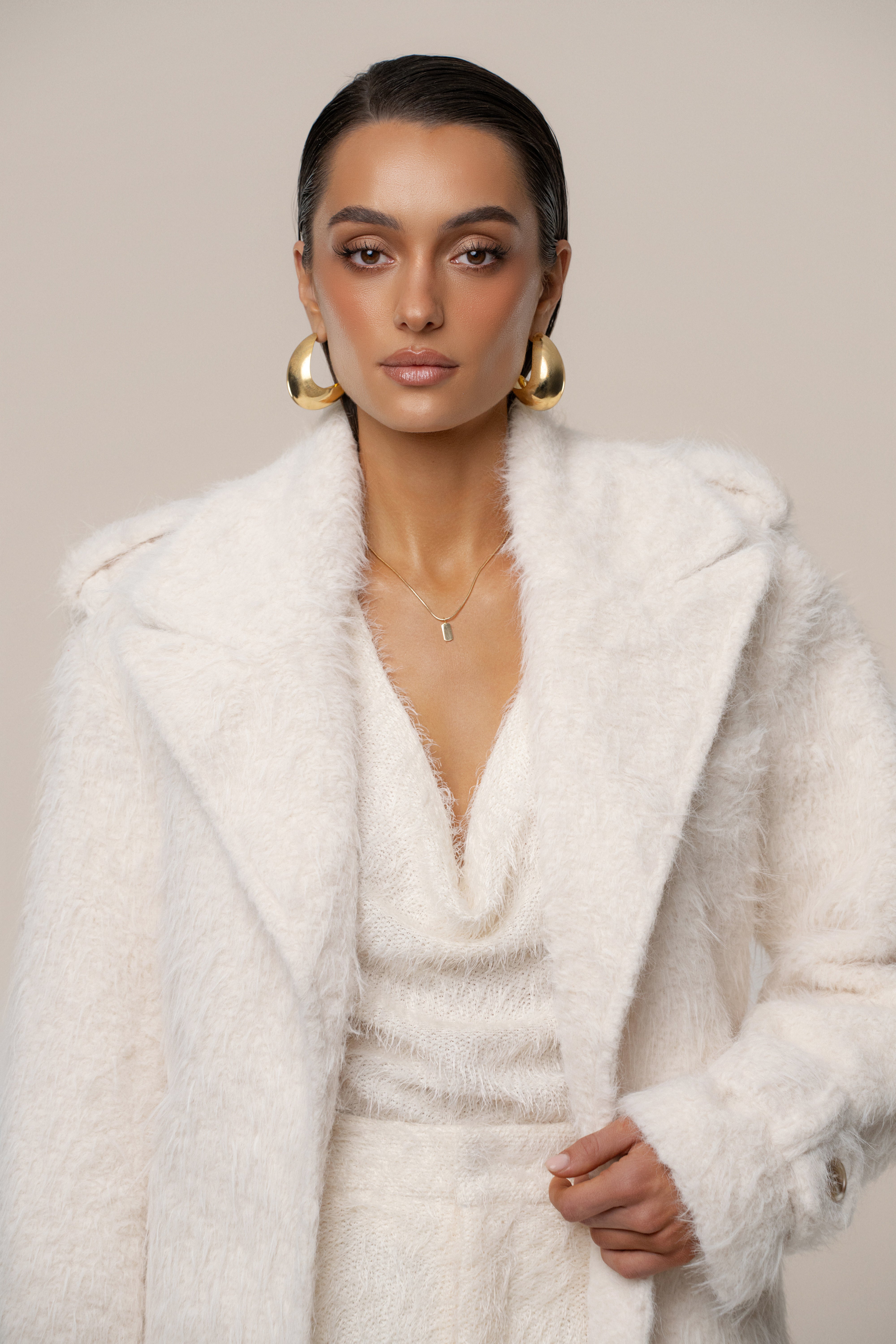 Ivory Warm Layers Oversize Coat