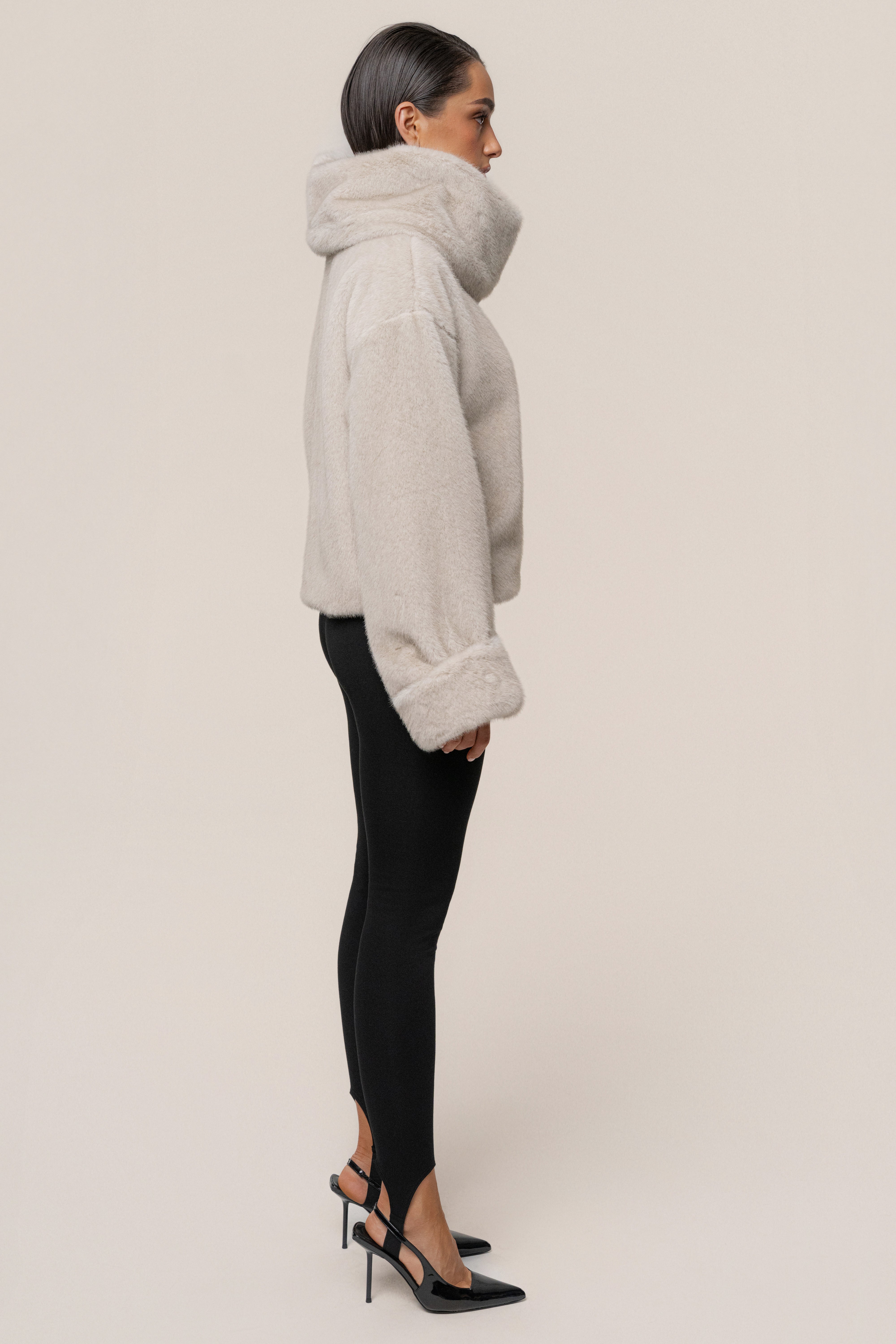 Stone Polished Faux Fur Pullover